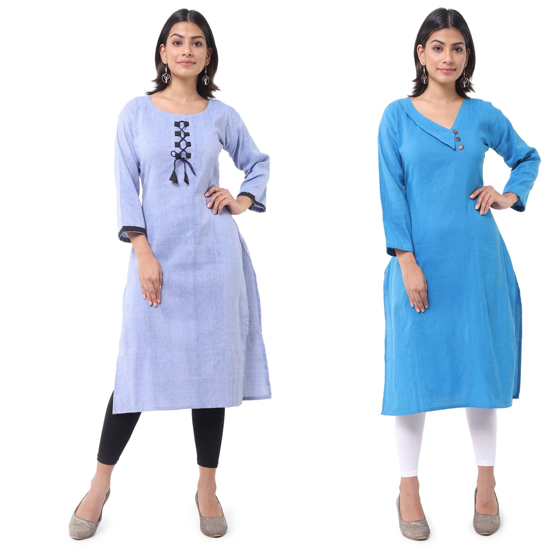     			DESHBANDHU DBK - Multicolor Cotton Women's Straight Kurti ( Pack of 2 )