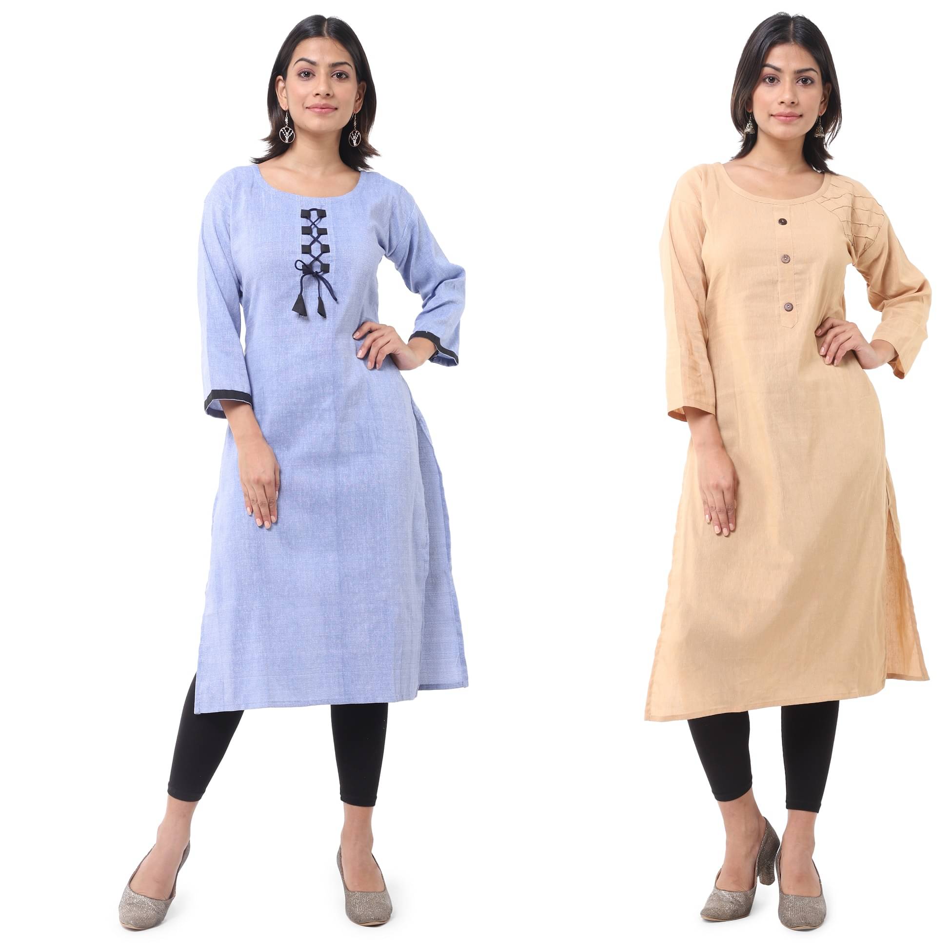 DESHBANDHU DBK - Multicolor Cotton Women's Straight Kurti ( Pack of 2 ) DESHBANDHU DBK - Multicolor Cotton Women's Straight Kurti ( Pack of 2 )