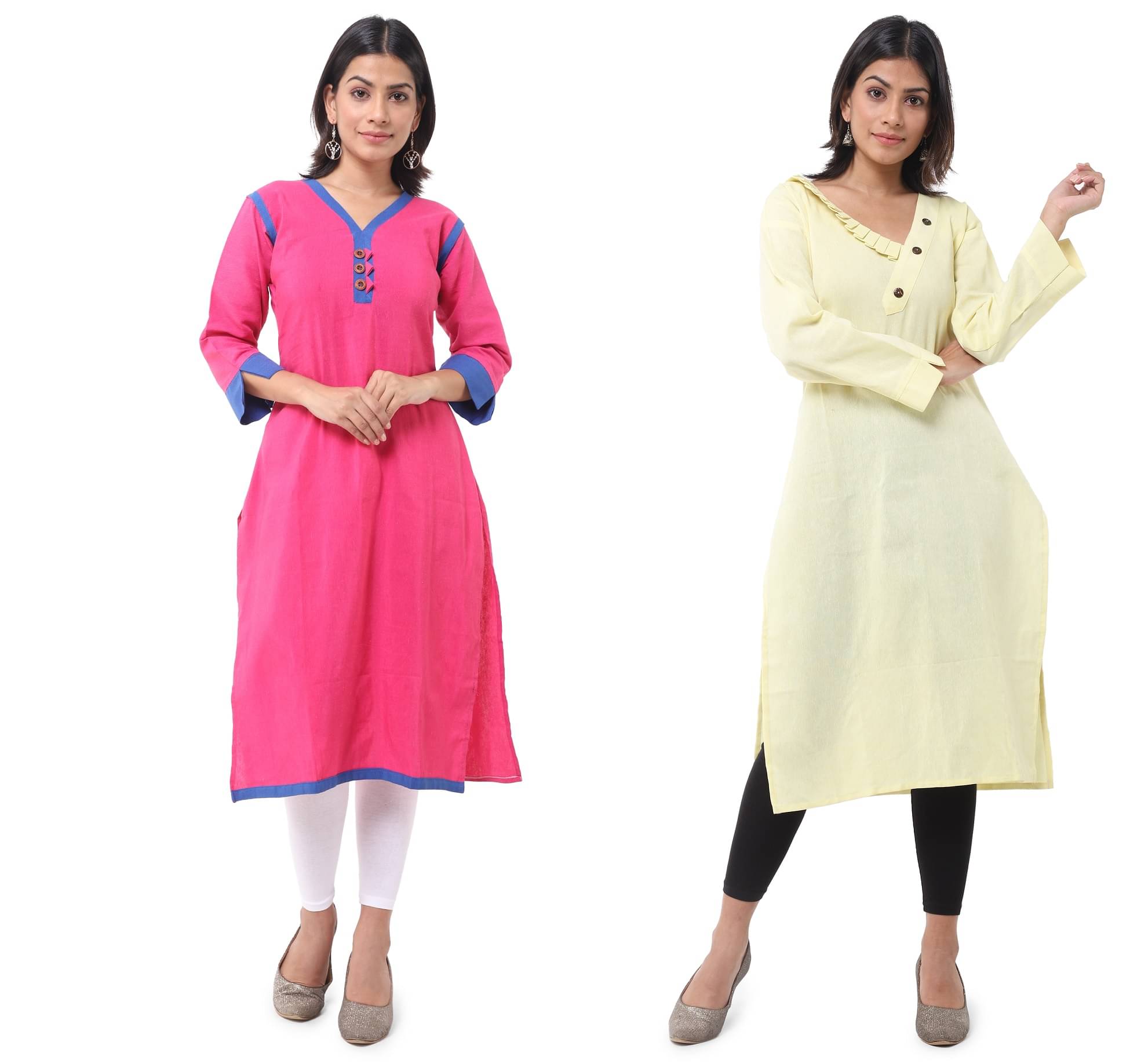    			DESHBANDHU DBK - Multicolor Cotton Women's Straight Kurti ( Pack of 2 )