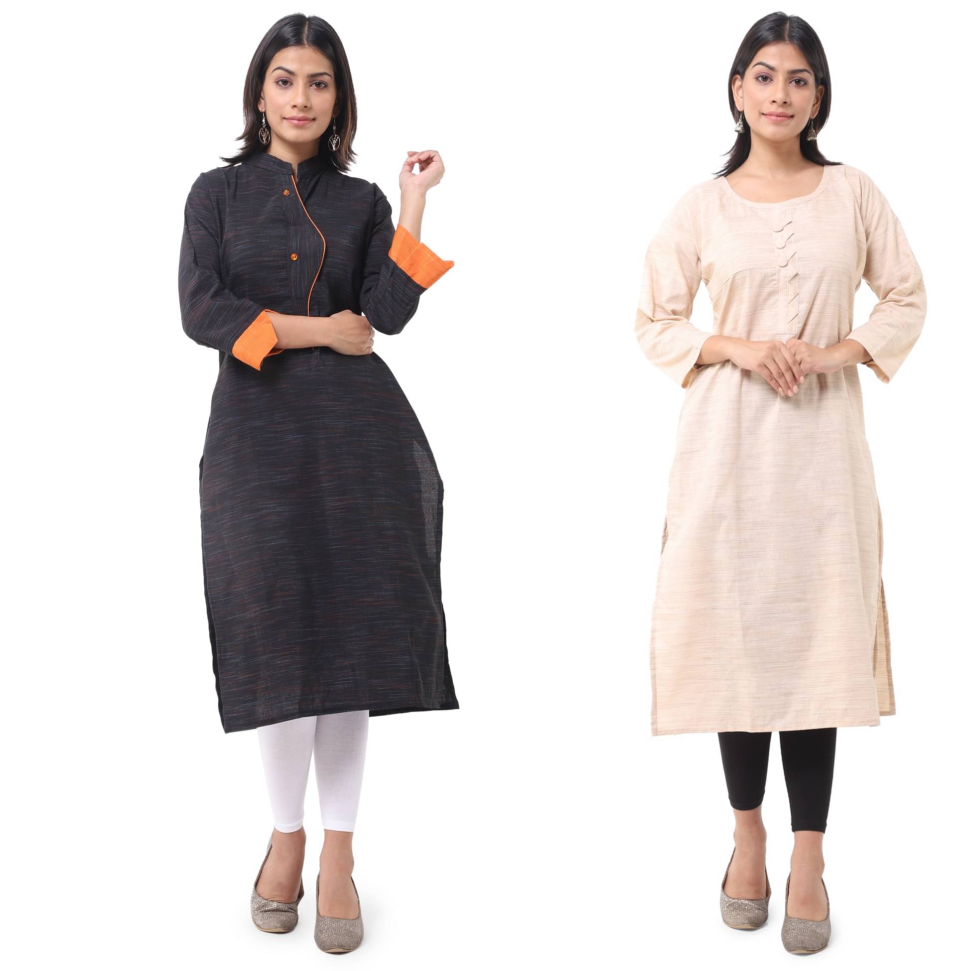     			DESHBANDHU DBK - Multicolor Cotton Women's Straight Kurti ( Pack of 2 )