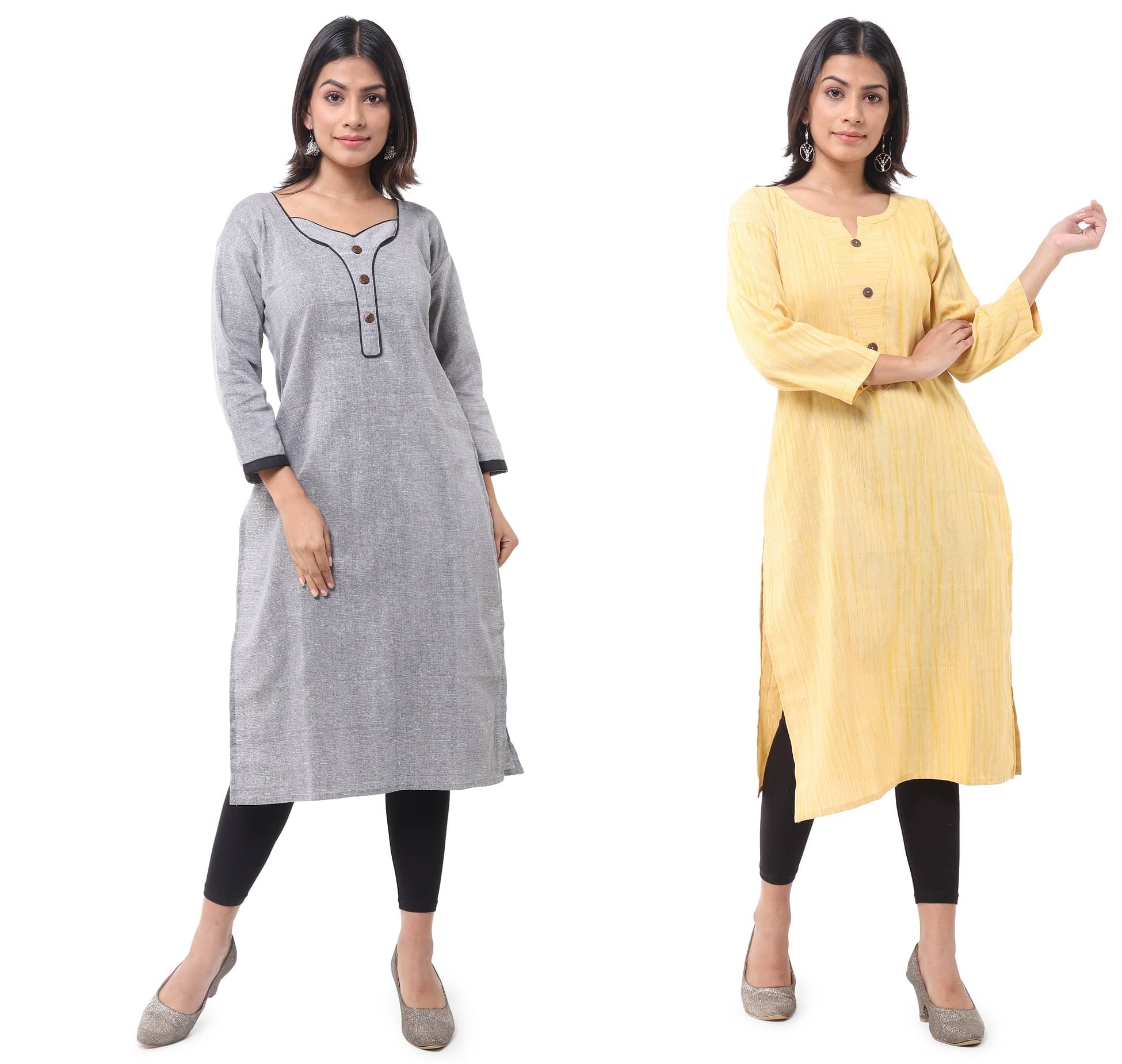     			DESHBANDHU DBK - Multicolor Cotton Women's Straight Kurti ( Pack of 2 )