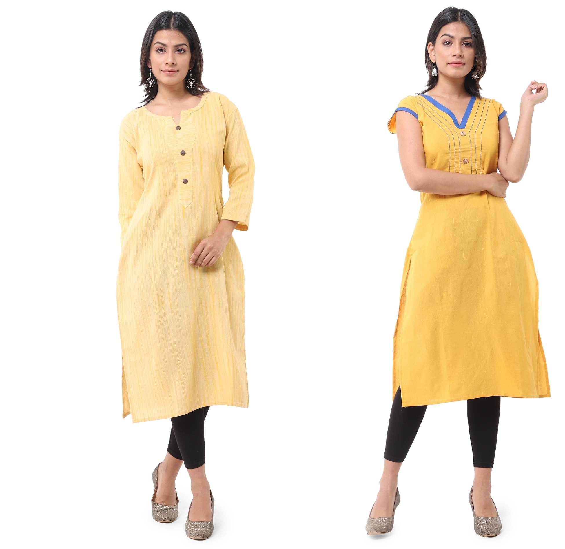     			DESHBANDHU DBK - Multicolor Cotton Women's Straight Kurti ( Pack of 2 )