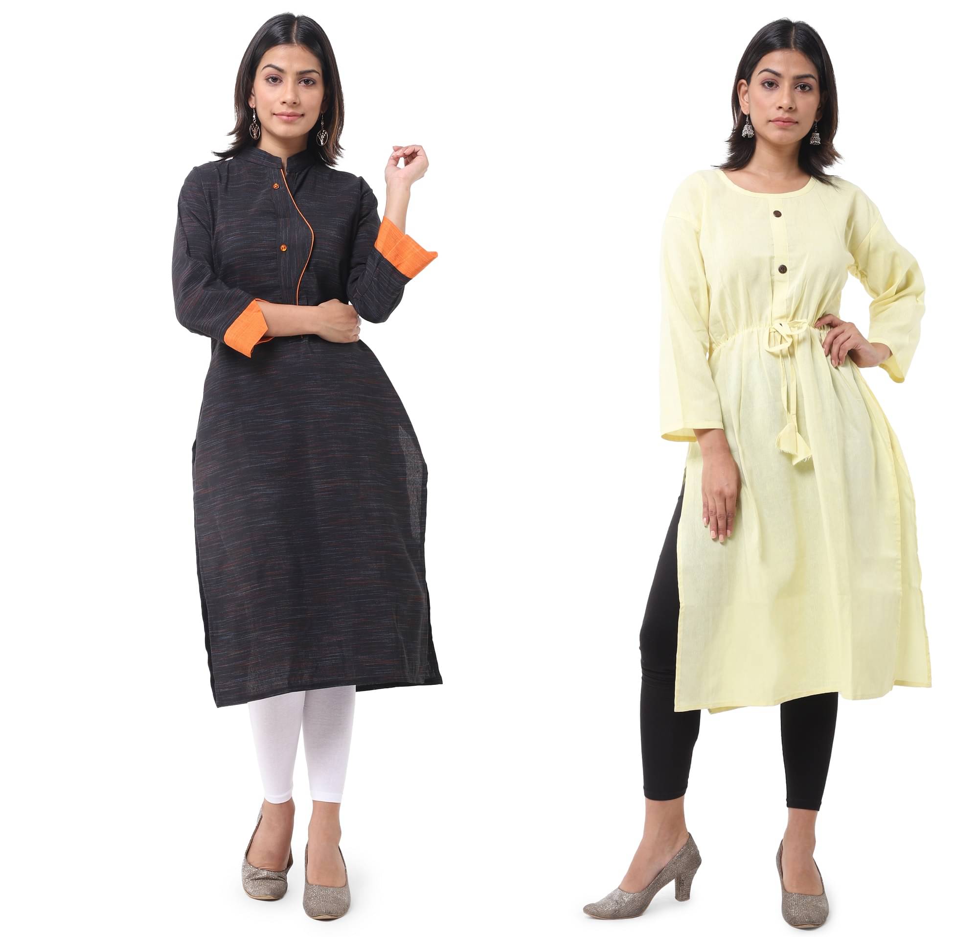 DESHBANDHU DBK - Multicolor Cotton Women's Straight Kurti ( Pack of 2 )     			DESHBANDHU DBK - Multicolor Cotton Women's Straight Kurti ( Pack of 2 )