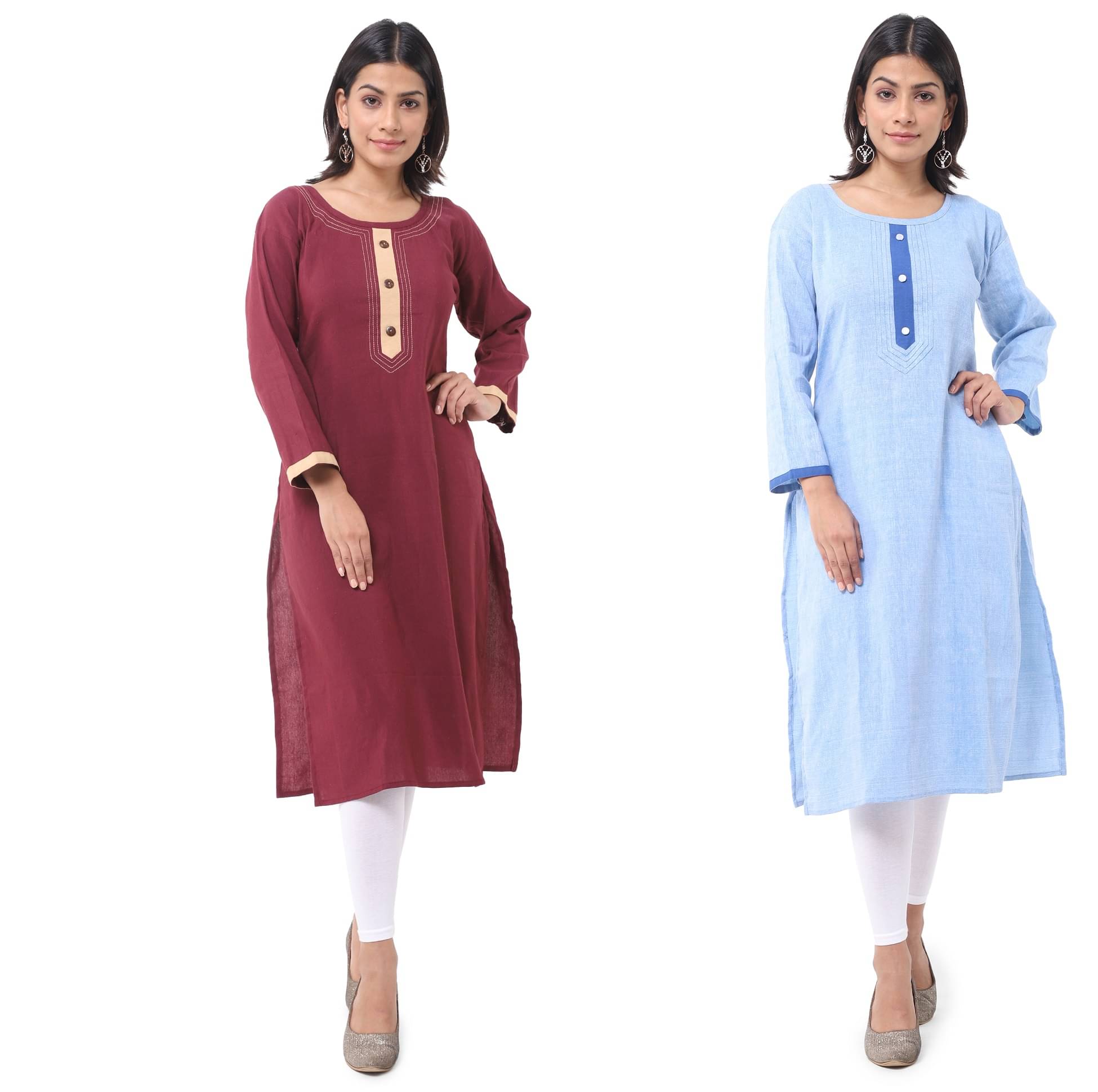     			DESHBANDHU DBK - Multicolor Cotton Women's Straight Kurti ( Pack of 2 )