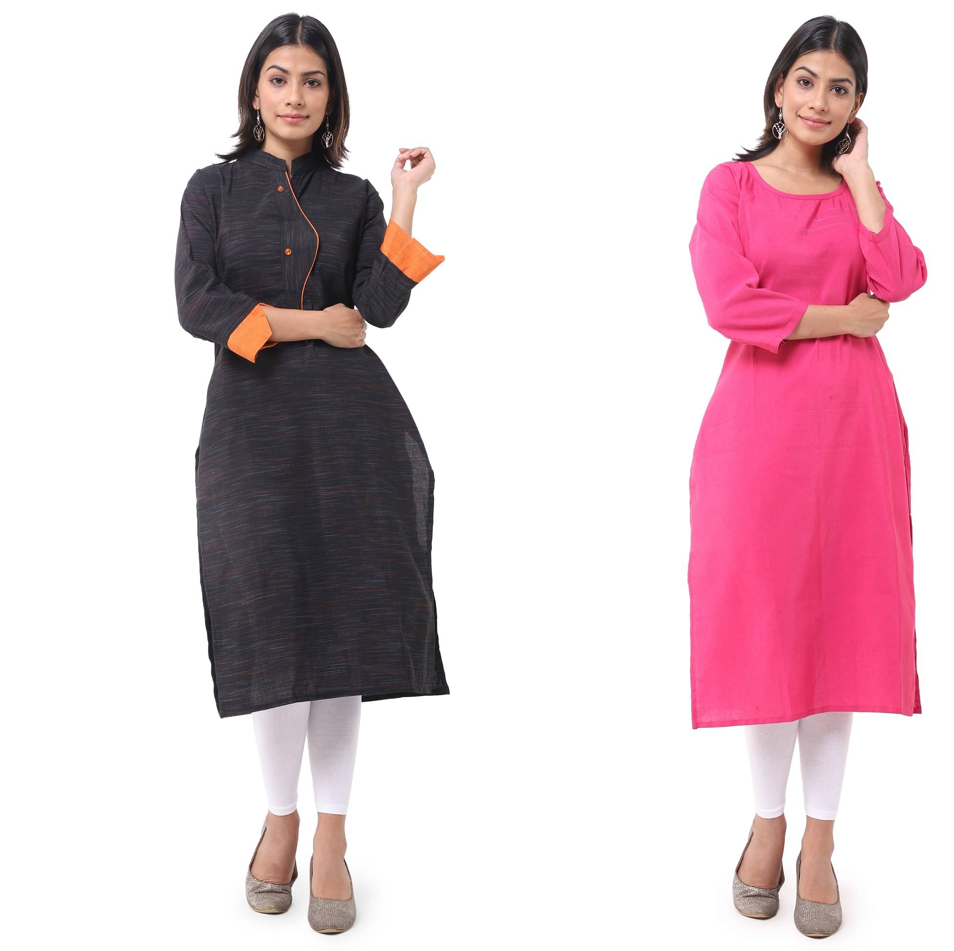     			DESHBANDHU DBK - Multicolor Cotton Women's Straight Kurti ( Pack of 2 )