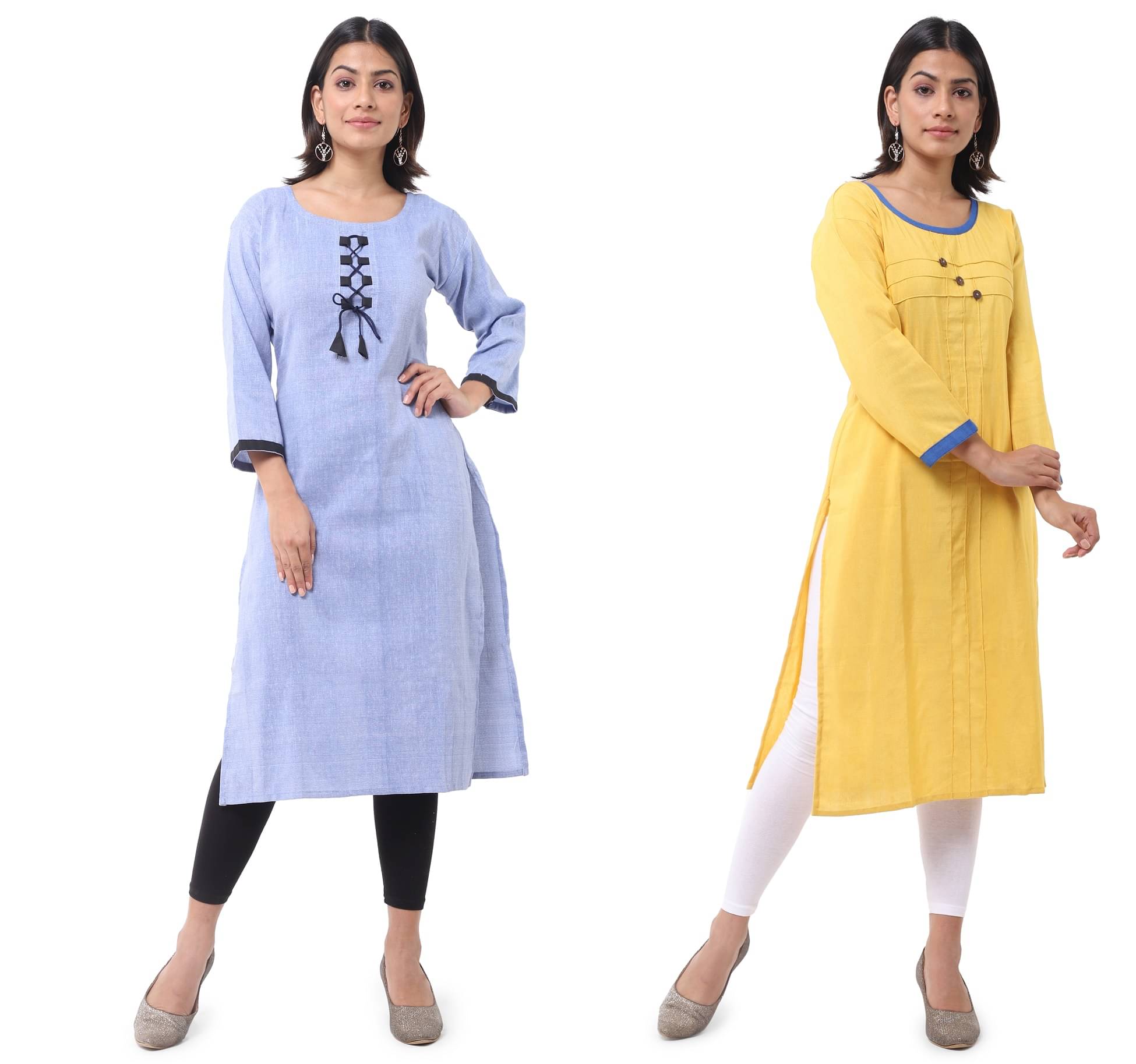 DESHBANDHU DBK - Multicolor Cotton Women's Straight Kurti ( Pack of 2 ) DESHBANDHU DBK - Multicolor Cotton Women's Straight Kurti ( Pack of 2 )