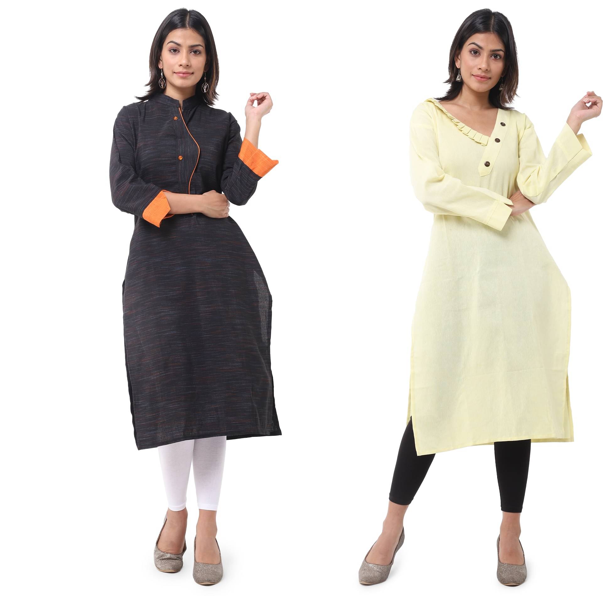 DESHBANDHU DBK - Multicolor Cotton Women's Straight Kurti ( Pack of 2 ) DESHBANDHU DBK - Multicolor Cotton Women's Straight Kurti ( Pack of 2 )