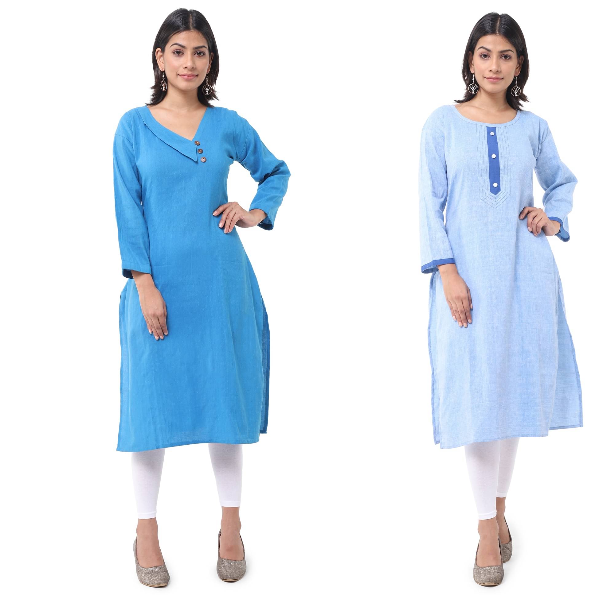 DESHBANDHU DBK - Multicolor Cotton Women's Straight Kurti ( Pack of 2 ) DESHBANDHU DBK - Multicolor Cotton Women's Straight Kurti ( Pack of 2 )