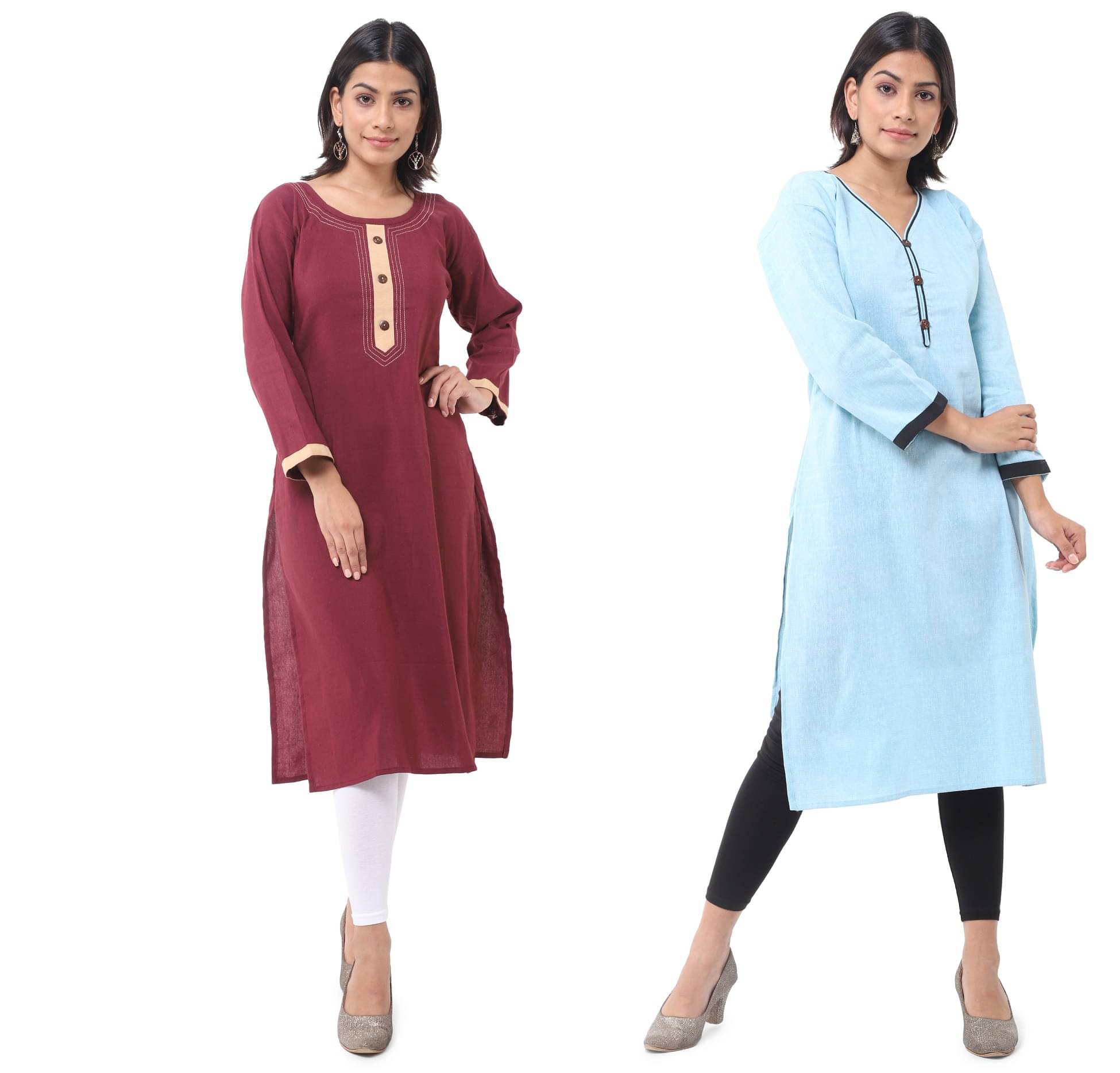     			DESHBANDHU DBK - Multicolor Cotton Women's Straight Kurti ( Pack of 2 )