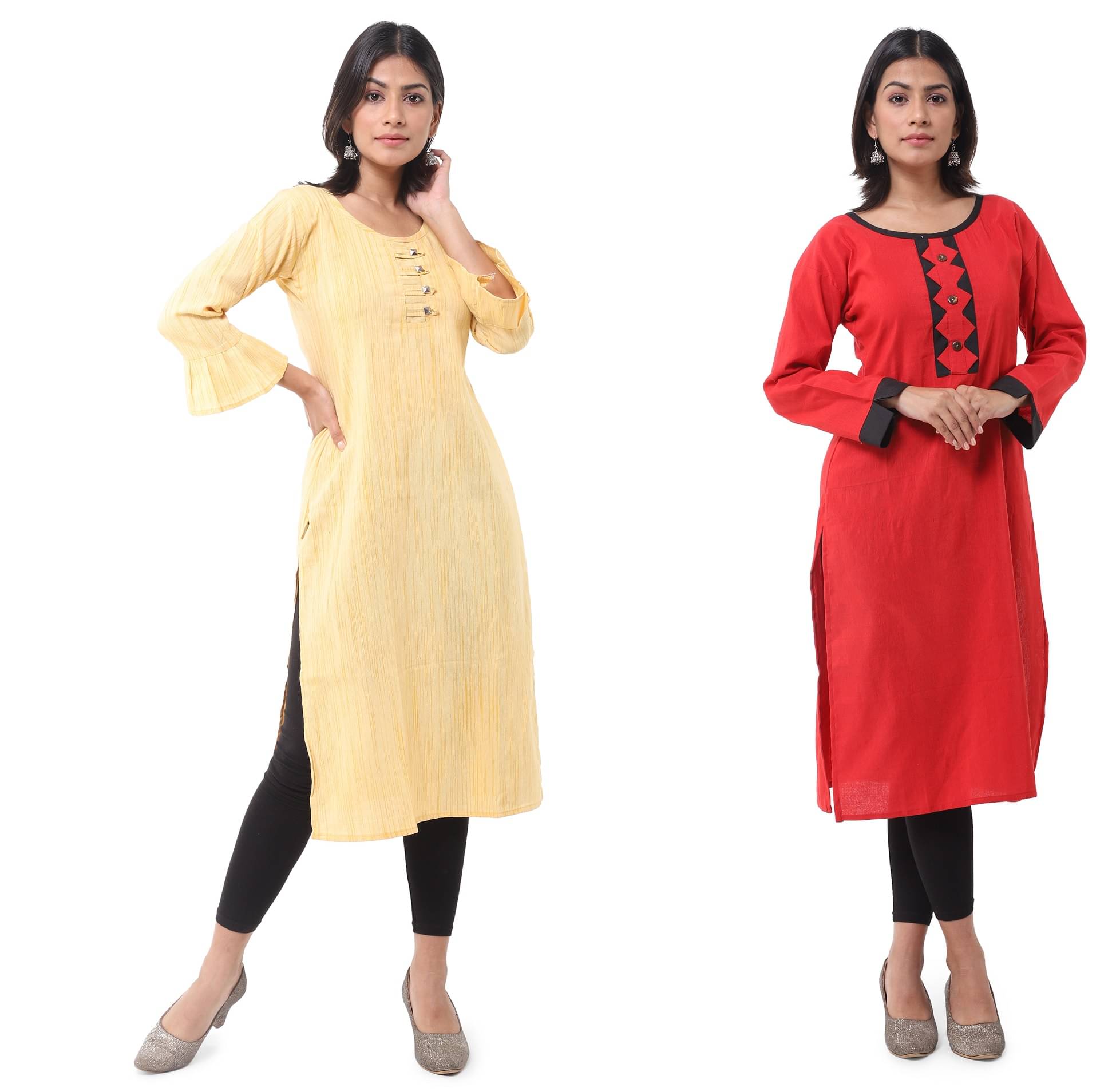     			DESHBANDHU DBK - Multicolor Cotton Women's Straight Kurti ( Pack of 2 )
