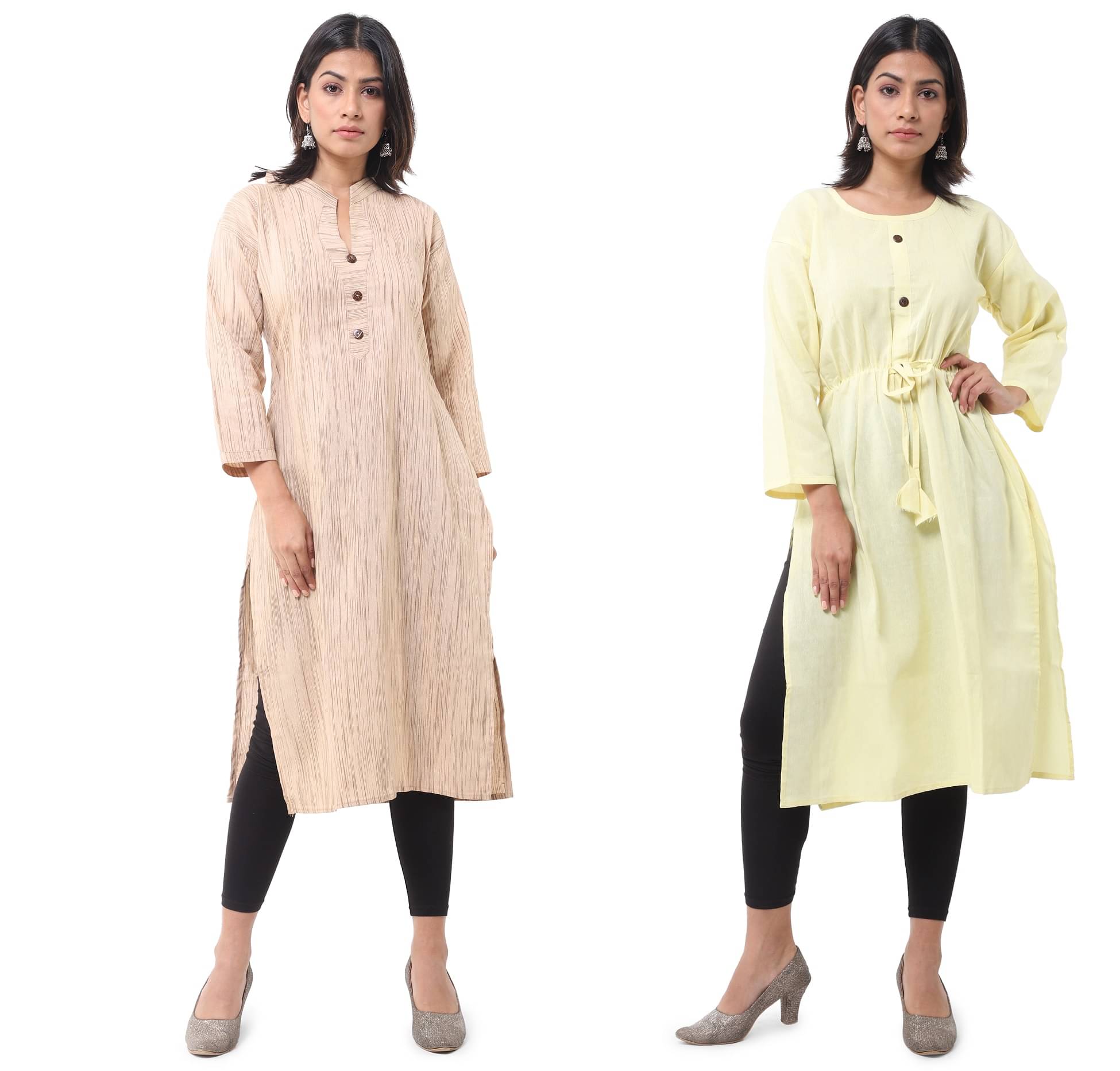     			DESHBANDHU DBK - Multicolor Cotton Women's Straight Kurti ( Pack of 2 )