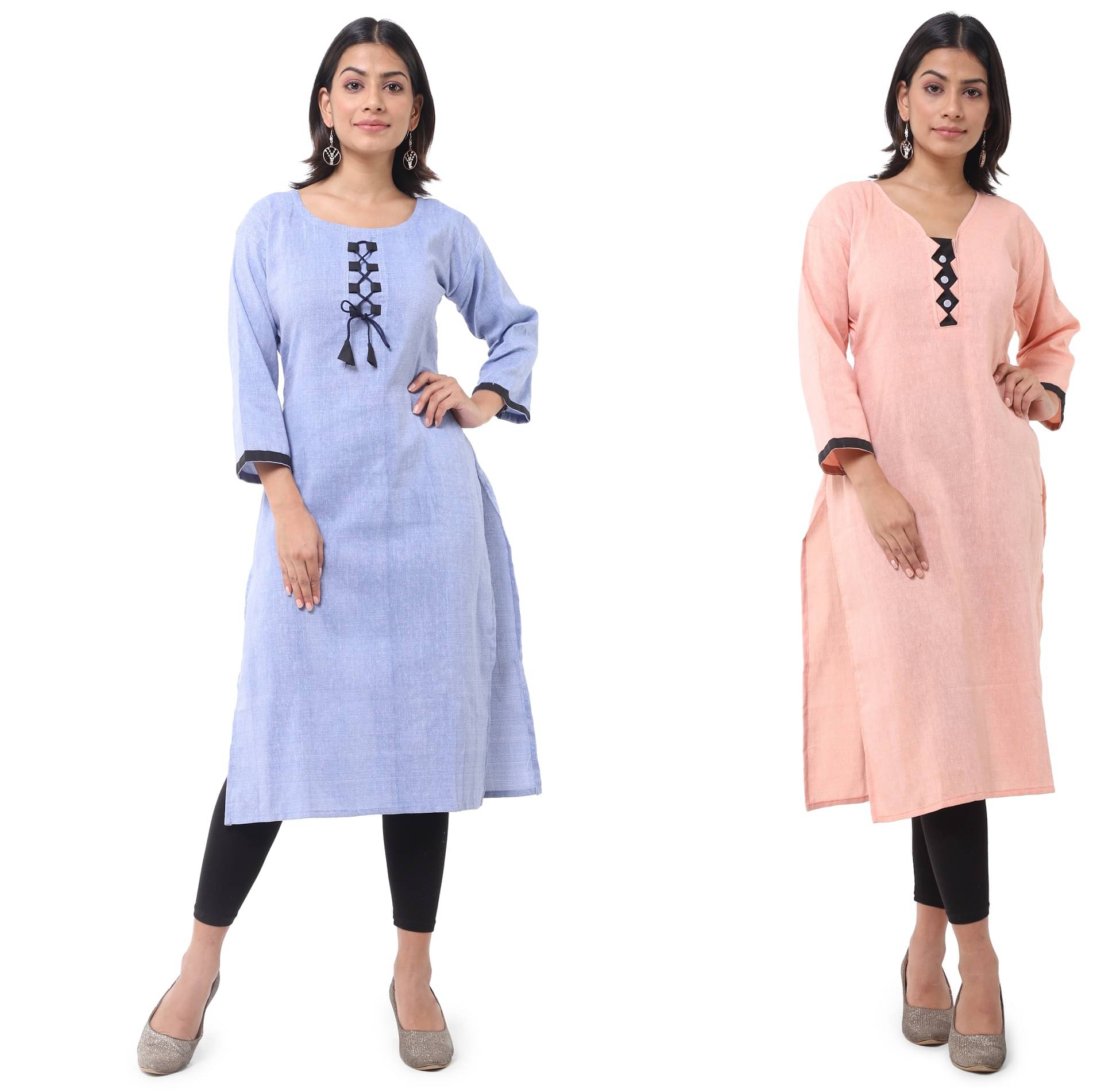     			DESHBANDHU DBK - Multicolor Cotton Women's Straight Kurti ( Pack of 2 )