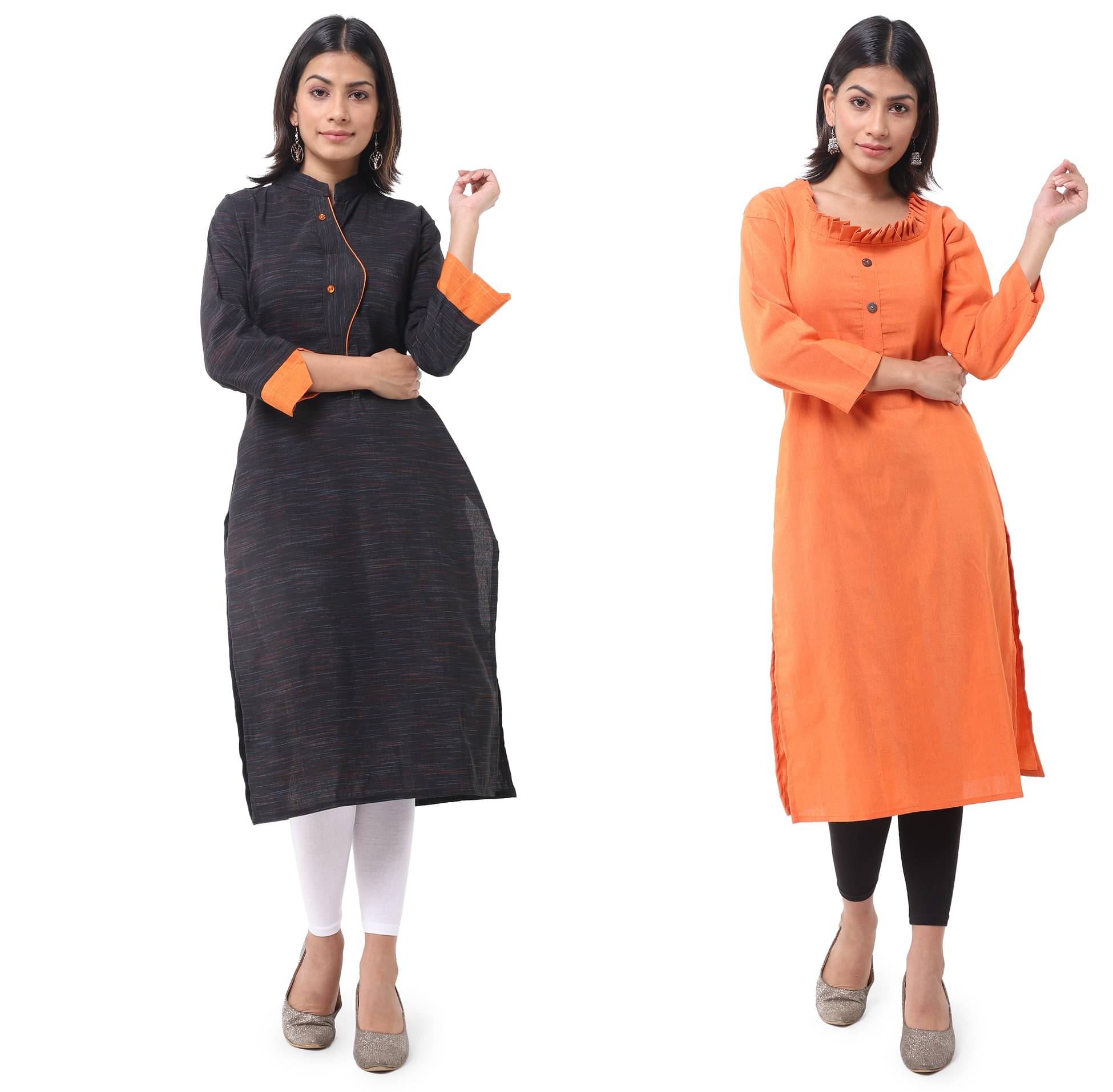 DESHBANDHU DBK - Multicolor Cotton Women's Straight Kurti ( Pack of 2 ) DESHBANDHU DBK - Multicolor Cotton Women's Straight Kurti ( Pack of 2 )