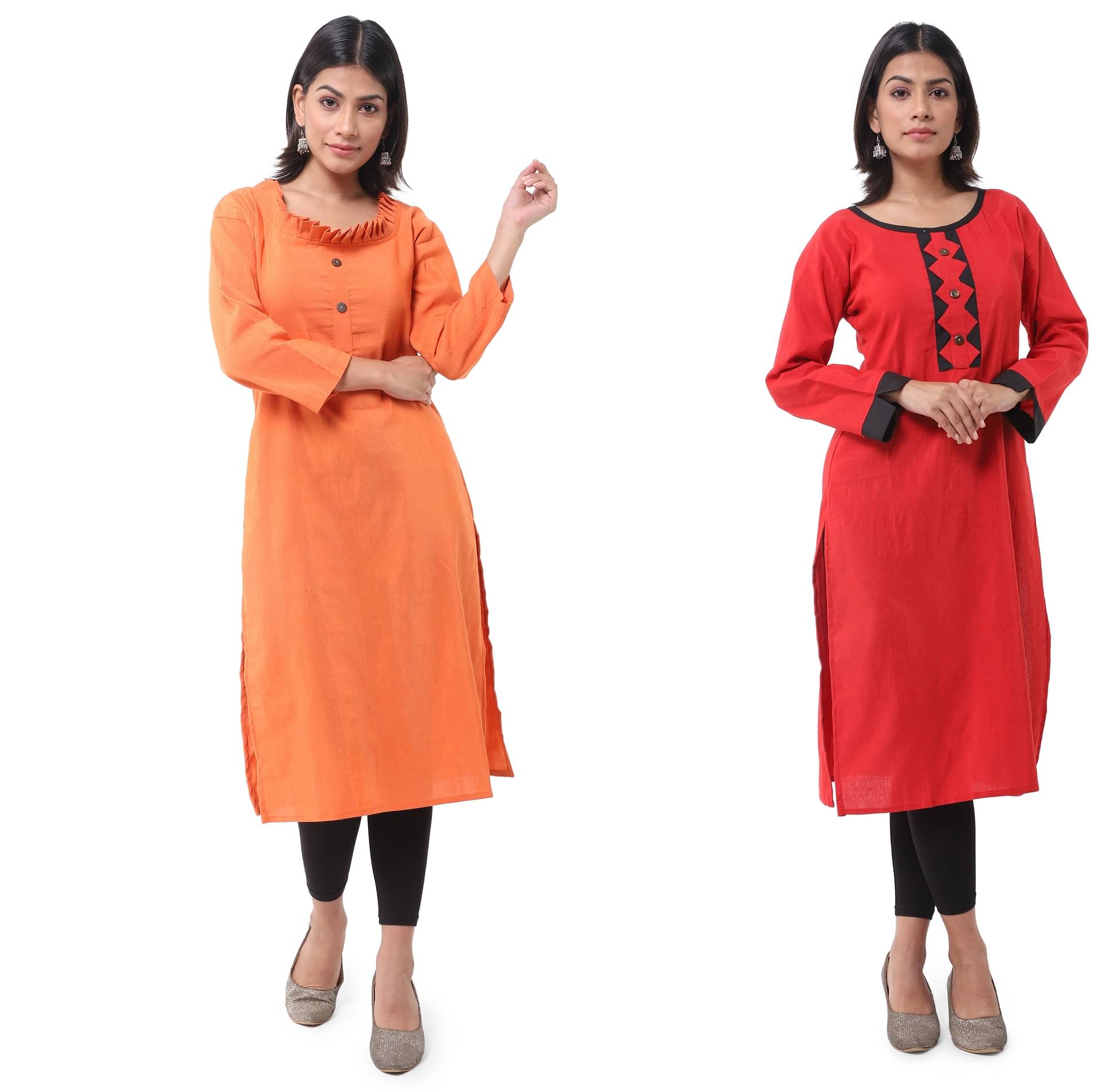     			DESHBANDHU DBK - Multicolor Cotton Women's Straight Kurti ( Pack of 2 )