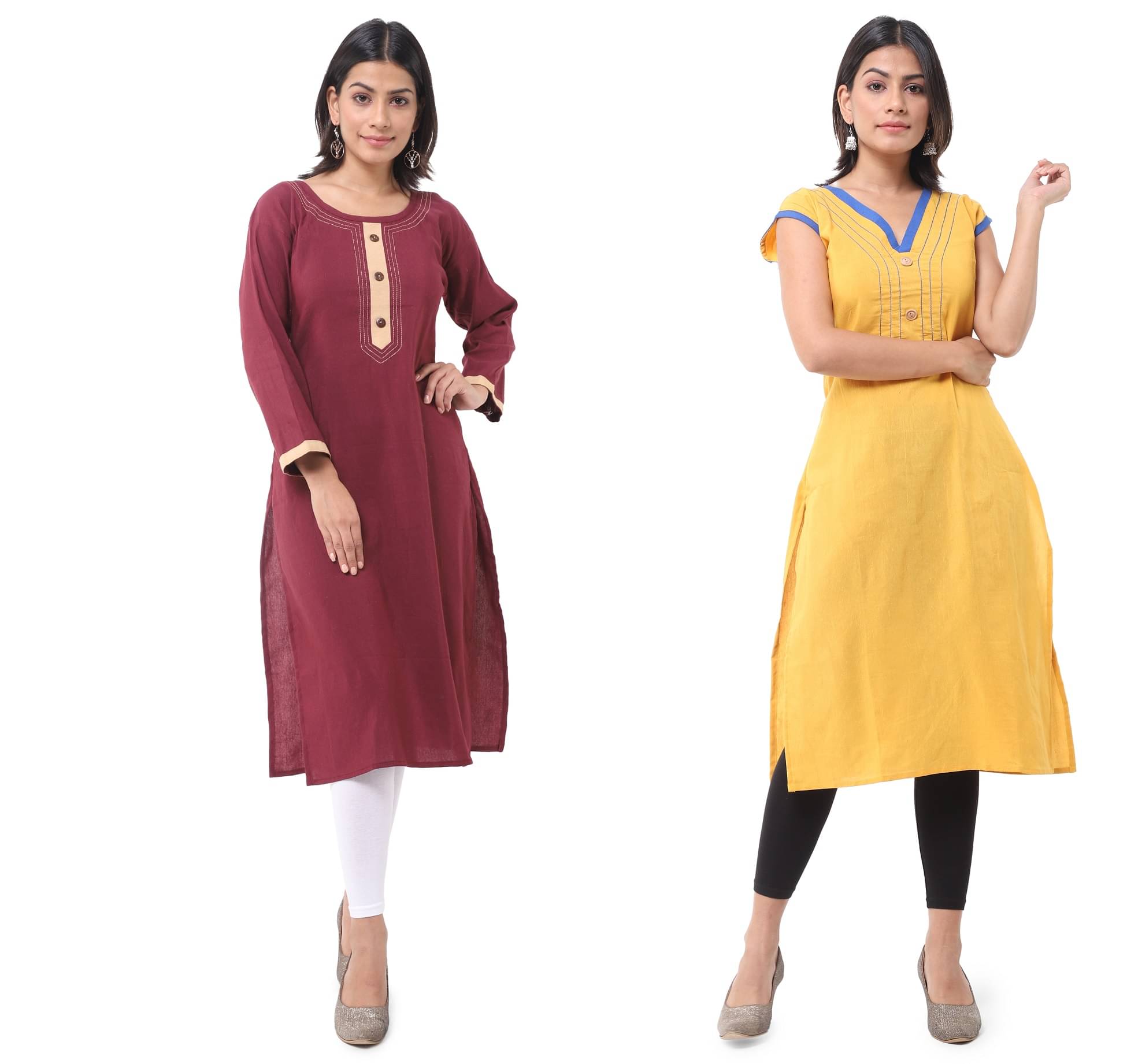 DESHBANDHU DBK - Multicolor Cotton Women's Straight Kurti ( Pack of 2 ) DESHBANDHU DBK - Multicolor Cotton Women's Straight Kurti ( Pack of 2 )