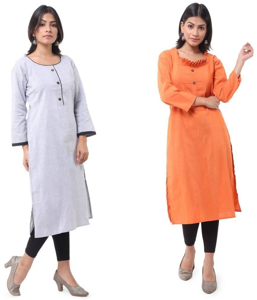     			DESHBANDHU DBK - Multicolor Cotton Women's Straight Kurti ( Pack of 2 )