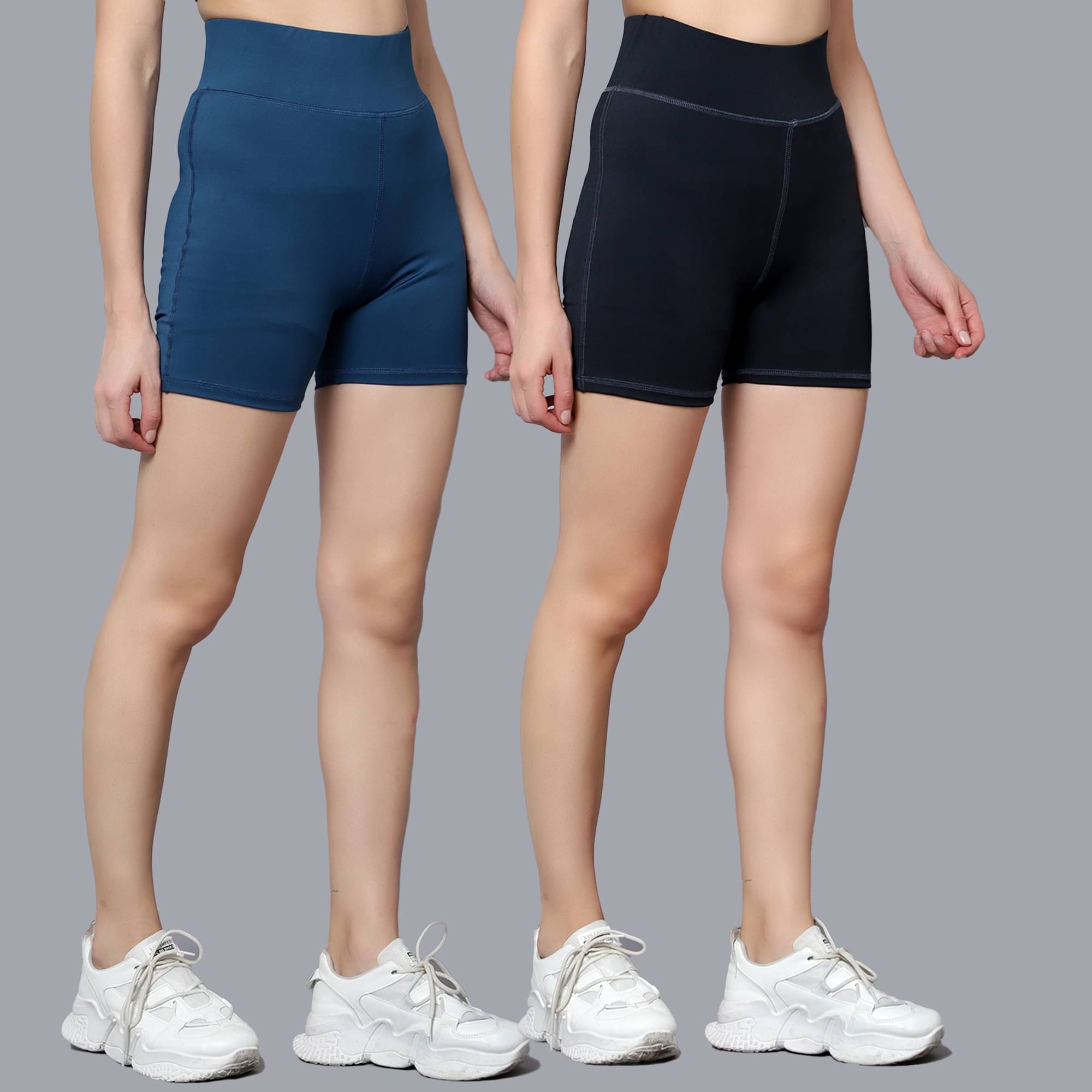 Diaz Multi Color Polyester Solid Shorts - Pack of 2 Diaz Multi Color Polyester Solid Shorts - Pack of 2
