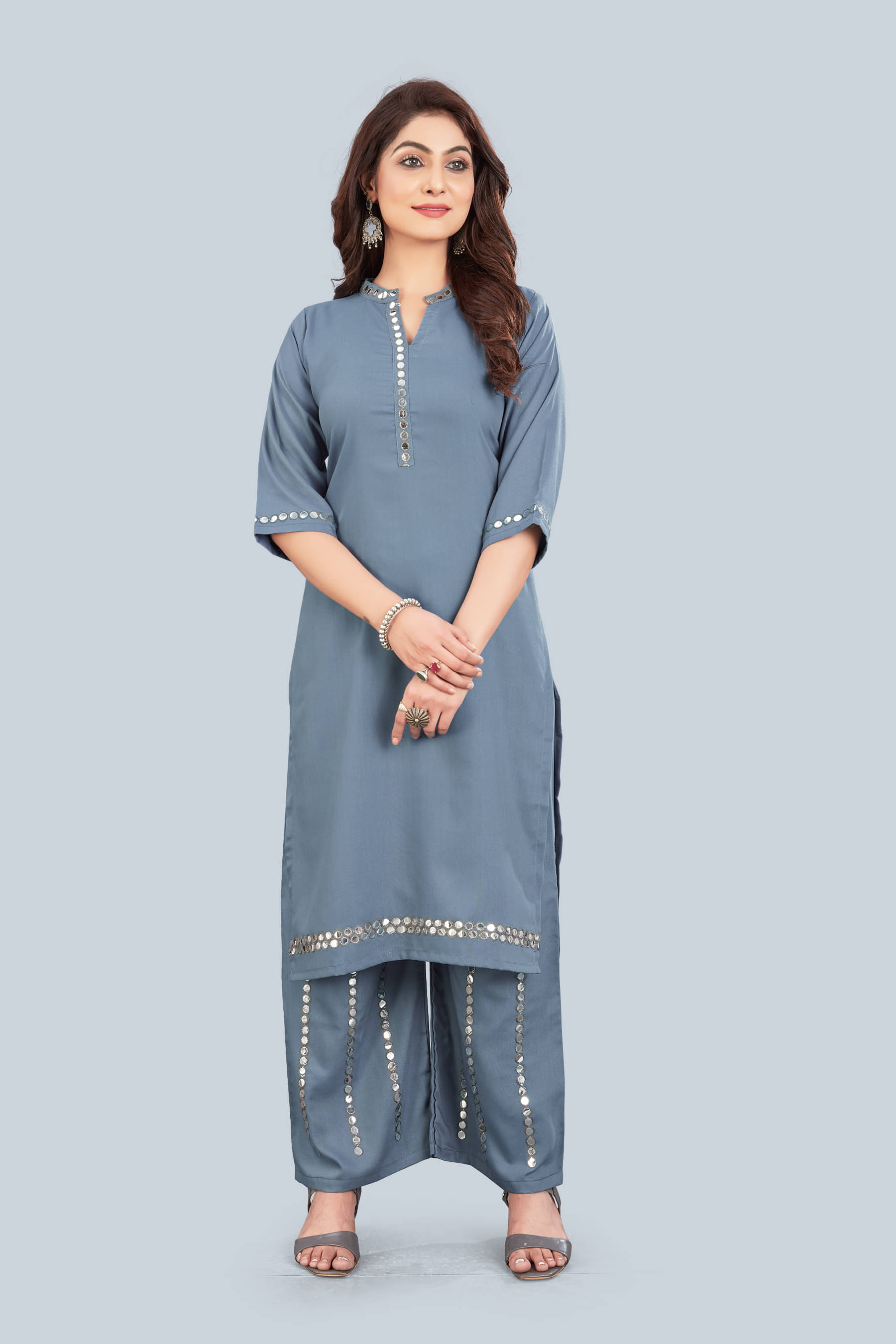     			HELWIN DESIGNER - Grey Straight Rayon Women's Stitched Salwar Suit ( Pack of 1 )