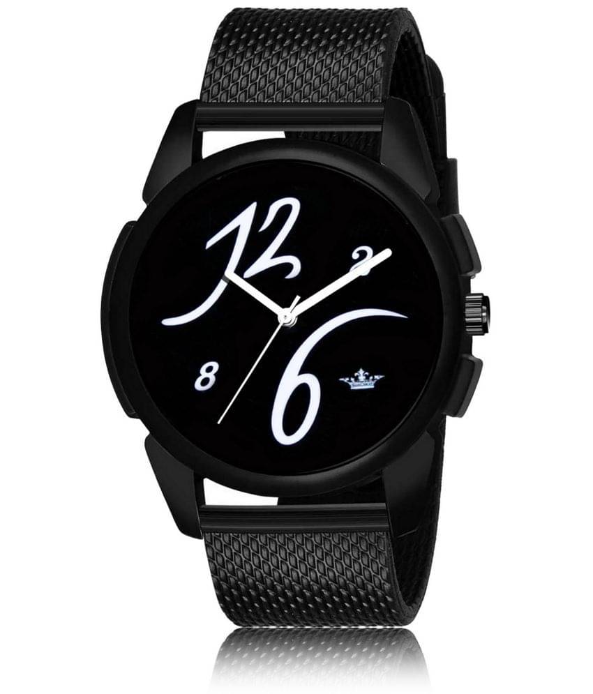     			Lorem - Black Leather Analog Men's Watch