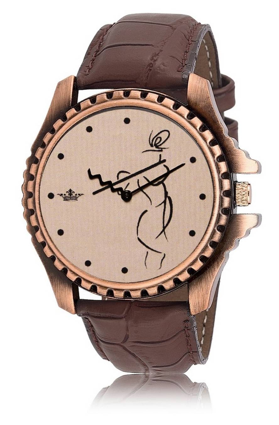     			Lorem - Brown Leather Analog Men's Watch