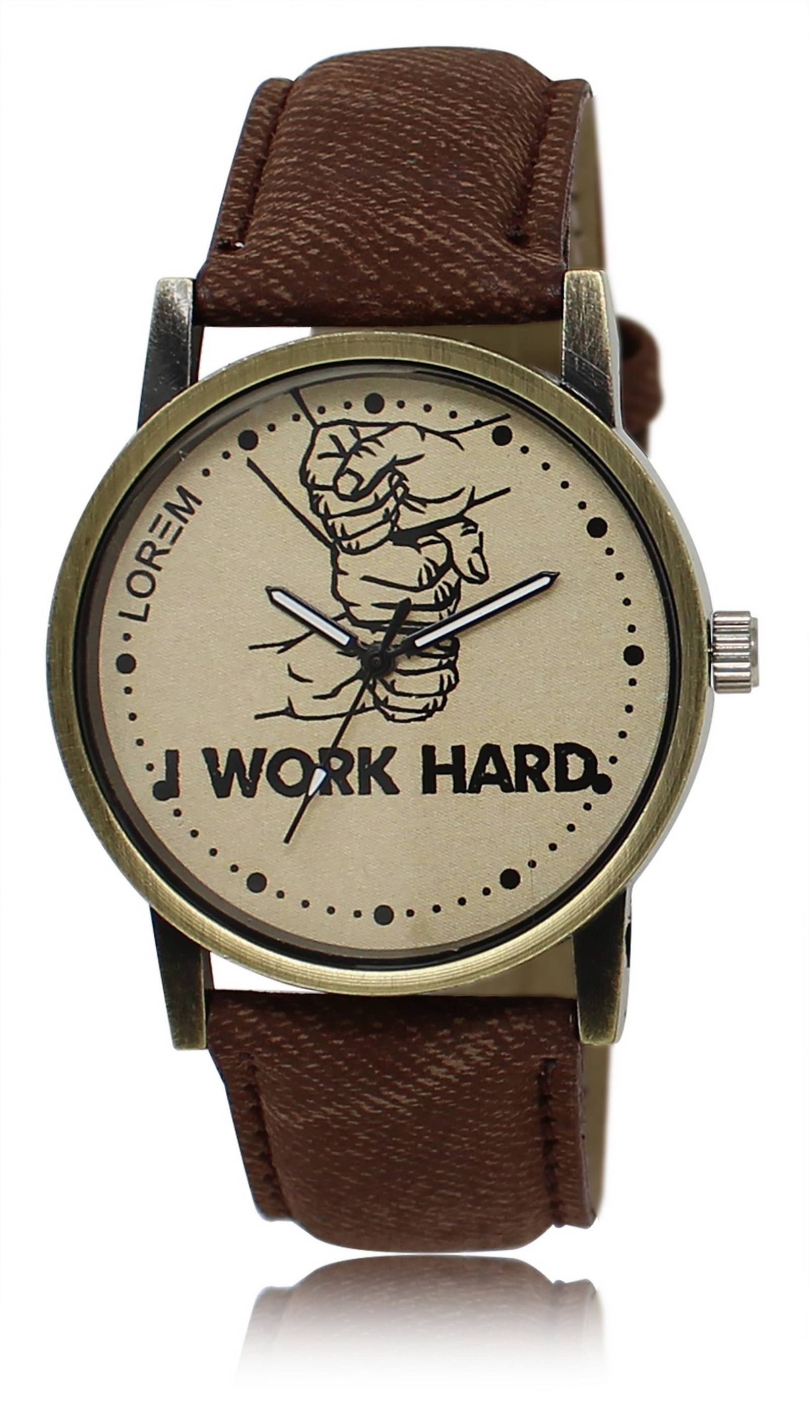     			Lorem - Brown Leather Analog Men's Watch