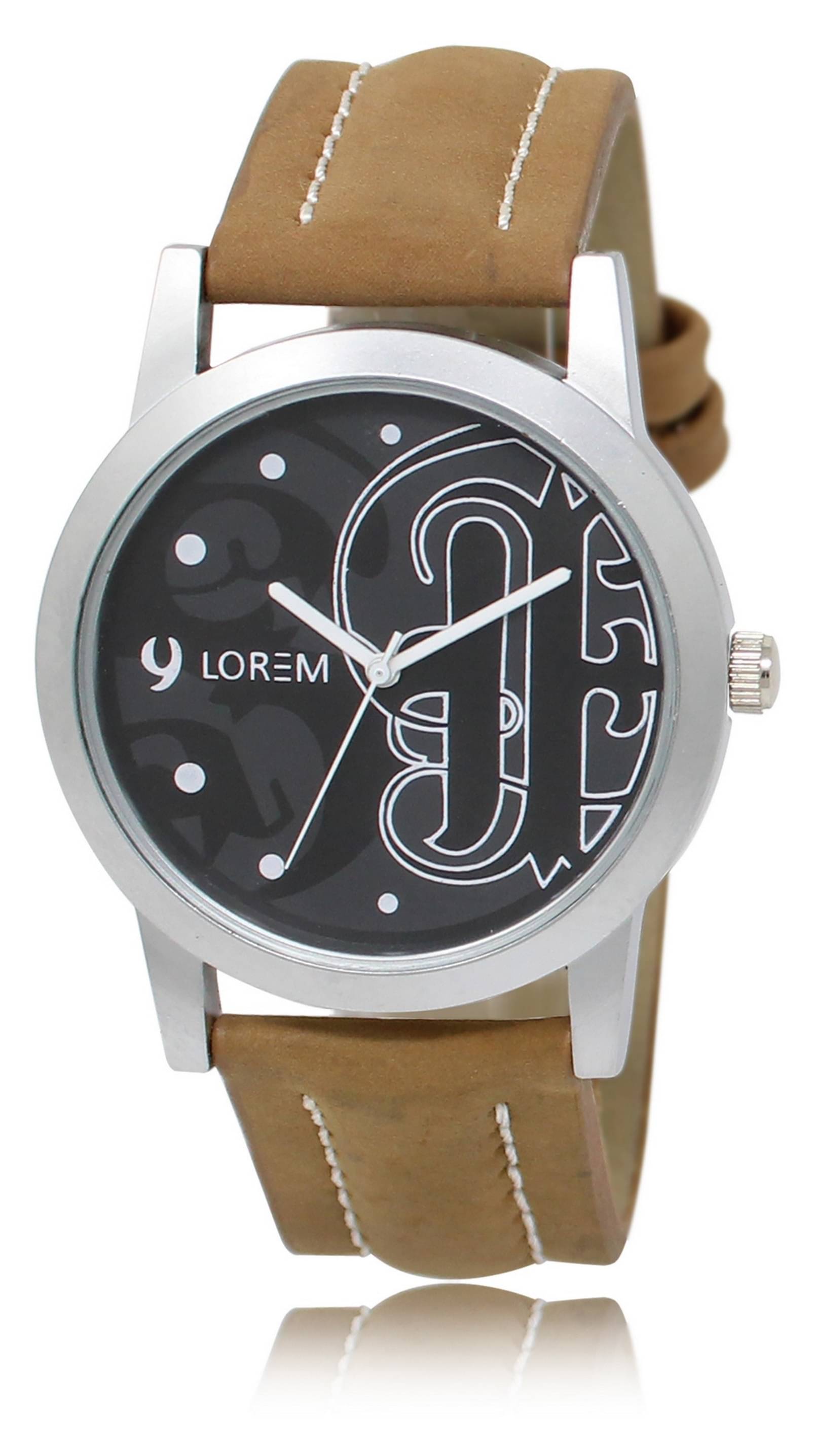     			Lorem - Brown Leather Analog Men's Watch