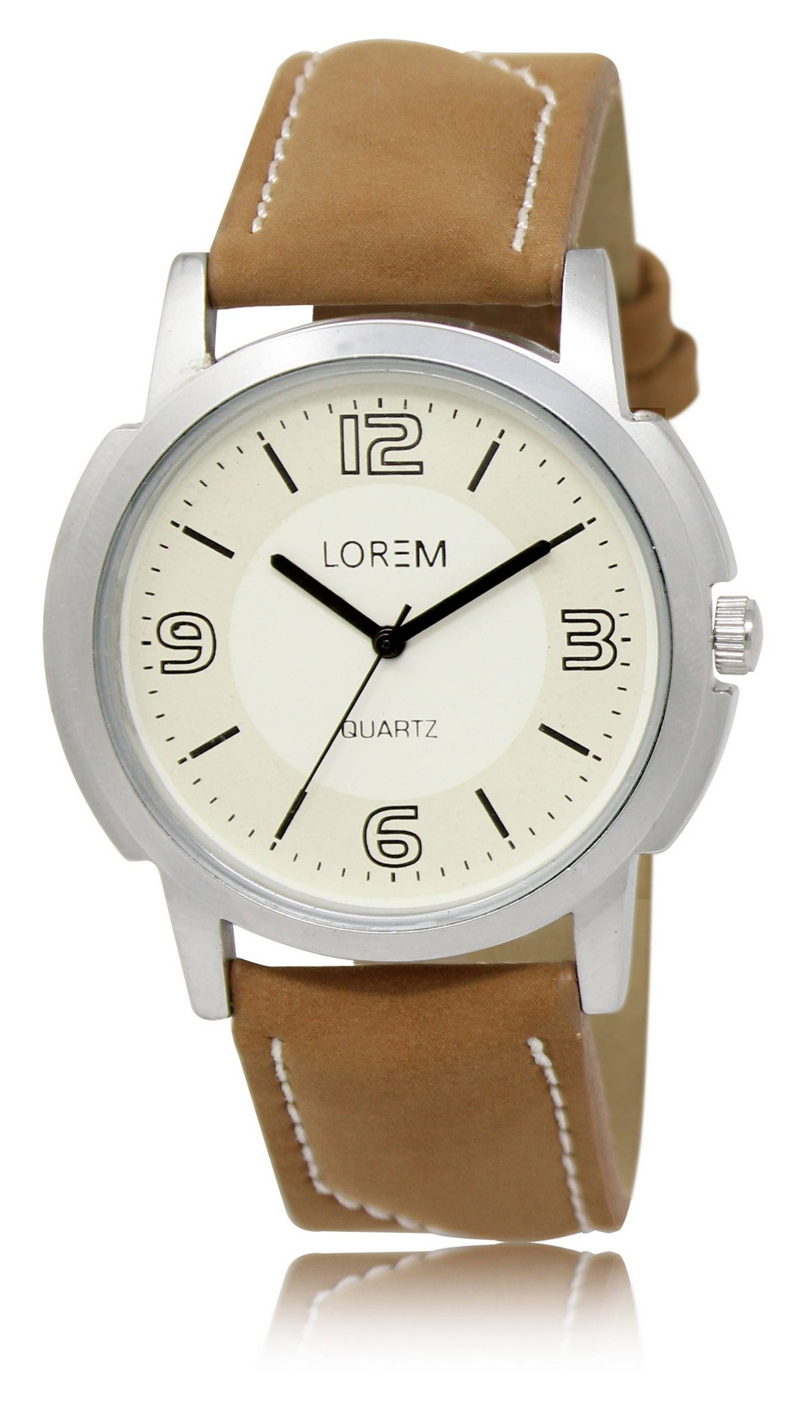     			Lorem - Brown Leather Analog Men's Watch