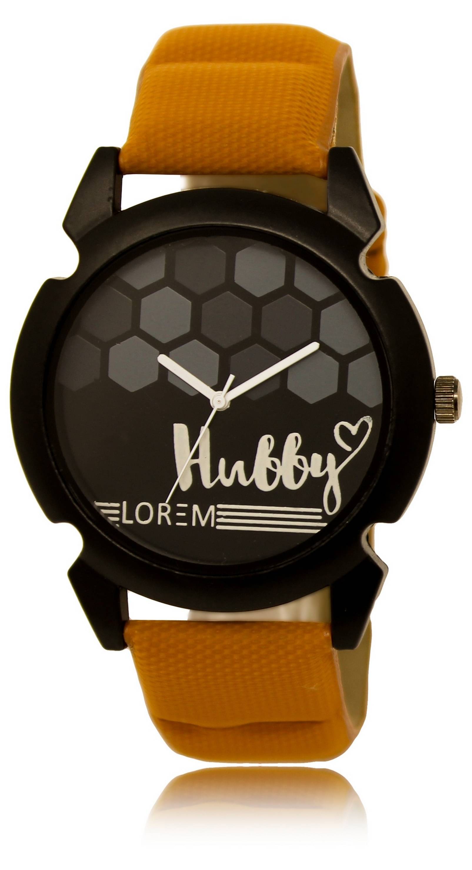     			Lorem - Orange Leather Analog Men's Watch