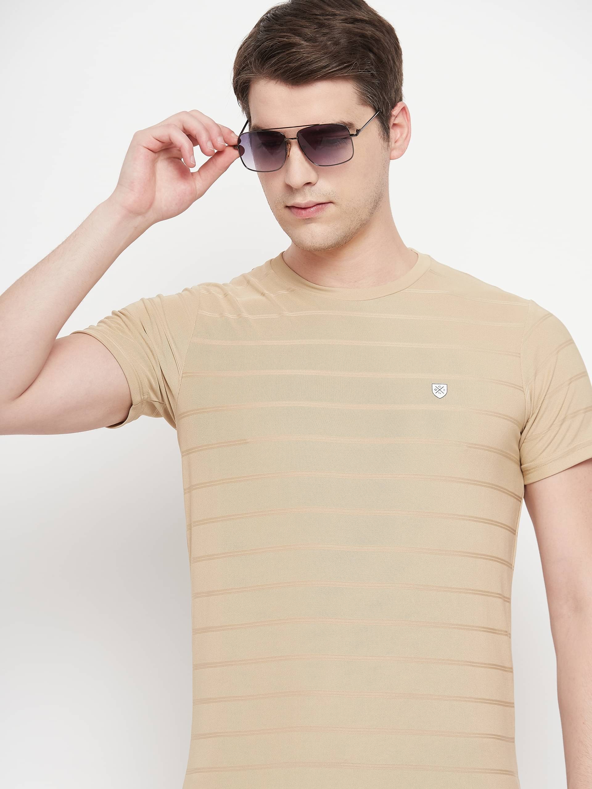 OGEN Pack of 1 Cotton Blend Regular Fit Men's T-Shirt ( Beige ) OGEN Pack of 1 Cotton Blend Regular Fit Men's T-Shirt ( Beige )