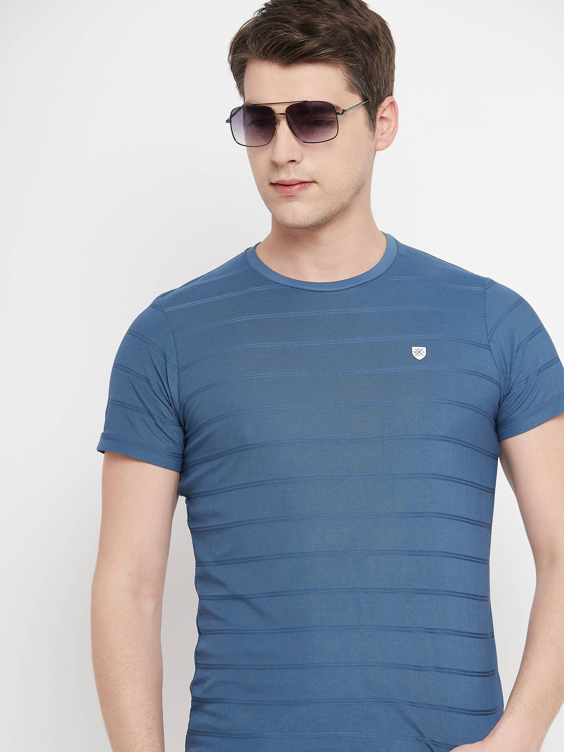 OGEN Pack of 1 Cotton Blend Regular Fit Men's T-Shirt ( Blue ) OGEN Pack of 1 Cotton Blend Regular Fit Men's T-Shirt ( Blue )