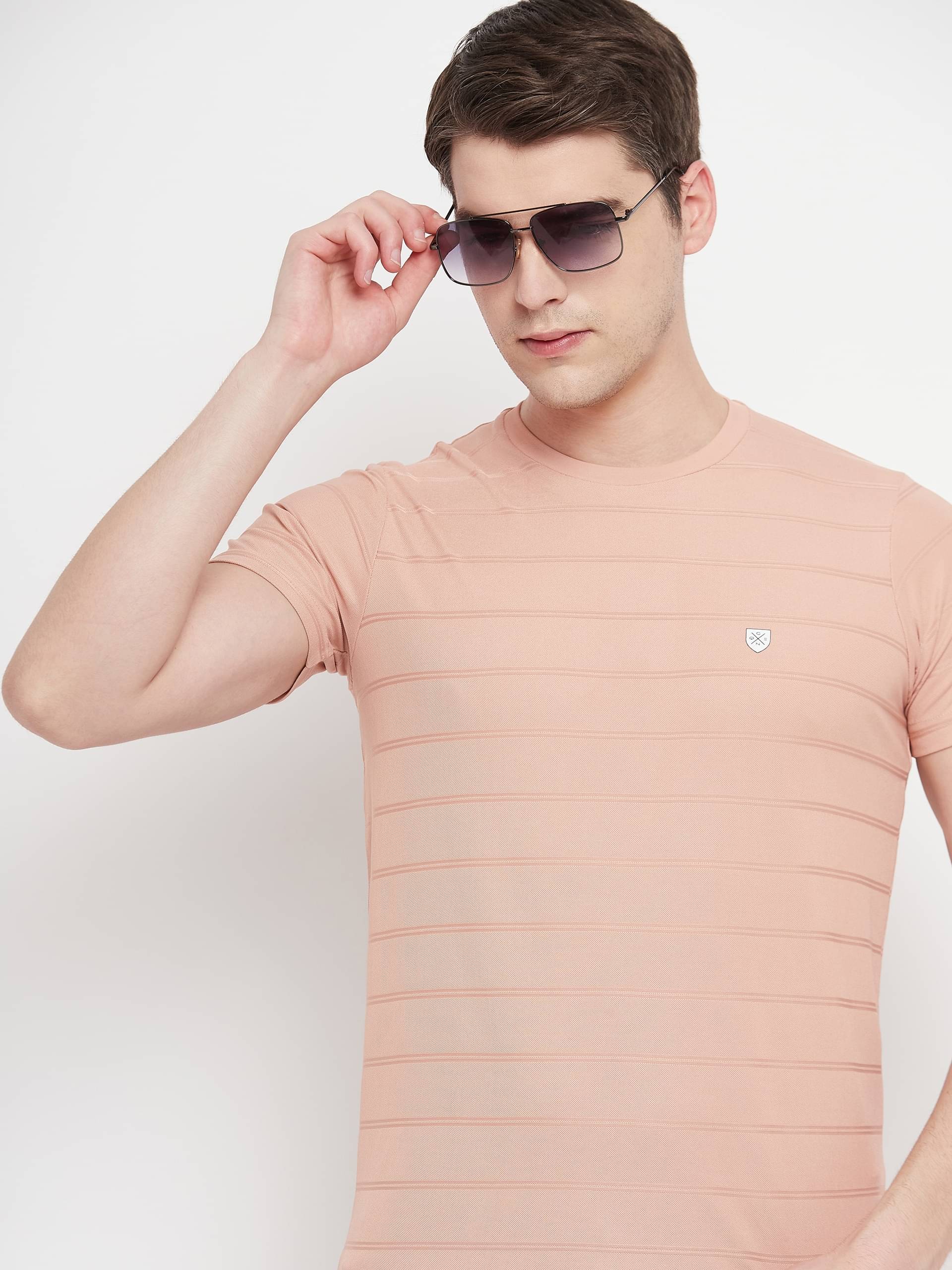 OGEN Pack of 1 Cotton Blend Regular Fit Men's T-Shirt ( Peach )     			OGEN Pack of 1 Cotton Blend Regular Fit Men's T-Shirt ( Peach )