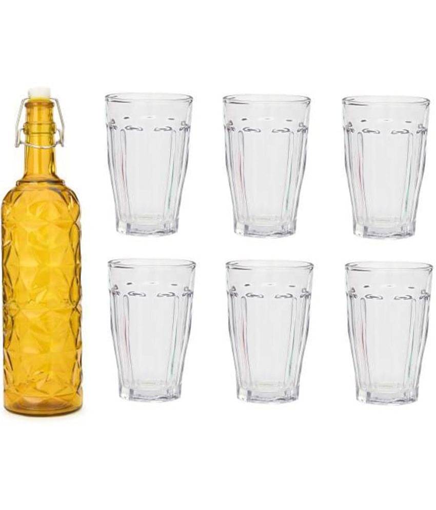     			Somil - Glass & Bottle Drinks Serving Lemon Set Yellow Water Bottle 1000 mL ( Set of 1 )