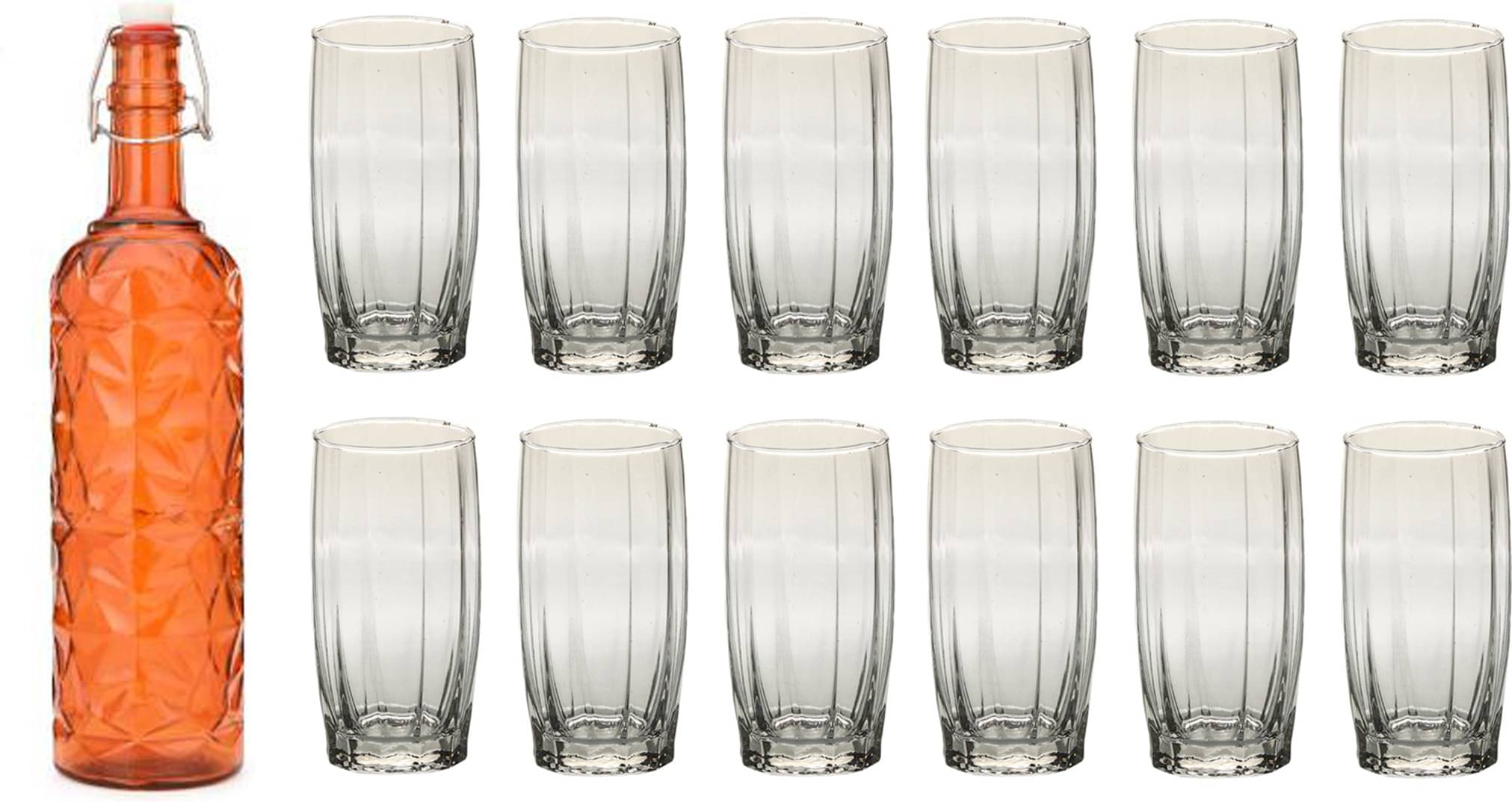     			Somil - Glass & Bottle Drinks Serving Lemon Set Orange Water Bottle 1000 mL ( Set of 1 )
