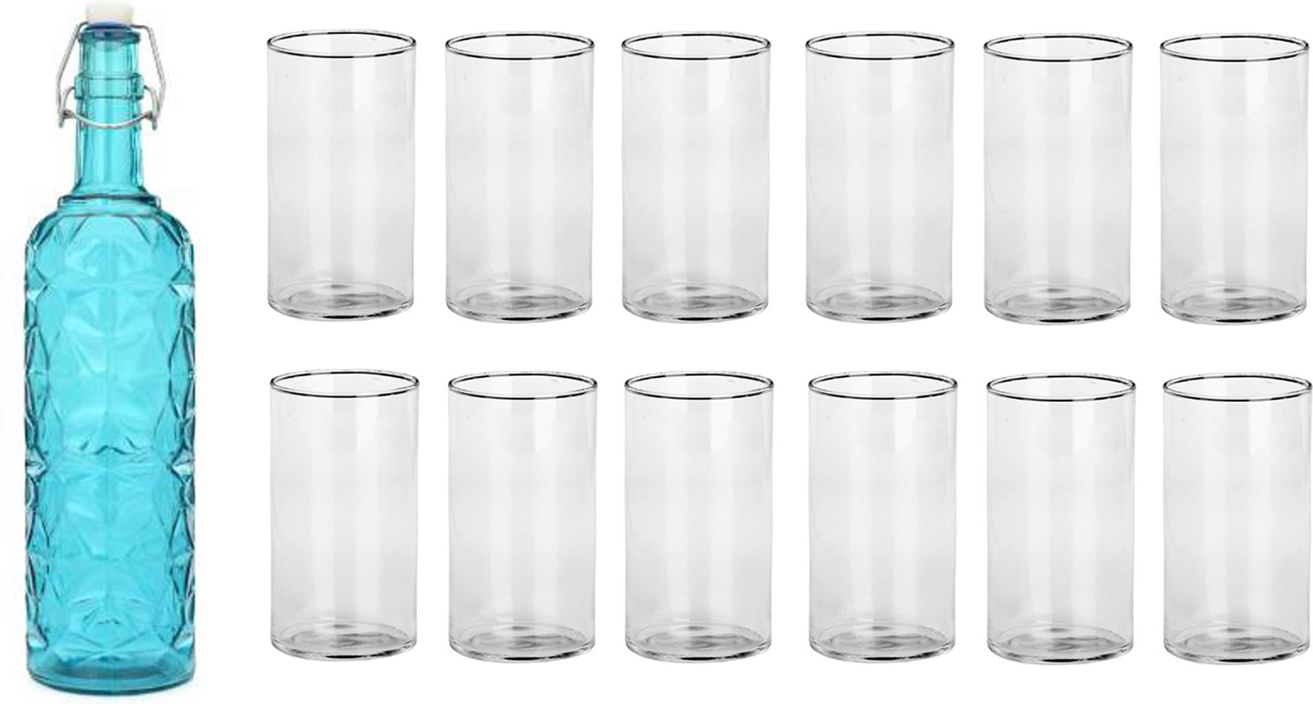     			Somil - Glass & Bottle Drinks Serving Lemon Set Blue Water Bottle 1000 mL ( Set of 1 )