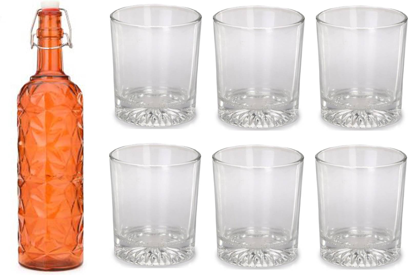     			Somil - Glass & Bottle Drinks Serving Lemon Set Orange Water Bottle 1000 mL ( Set of 1 )