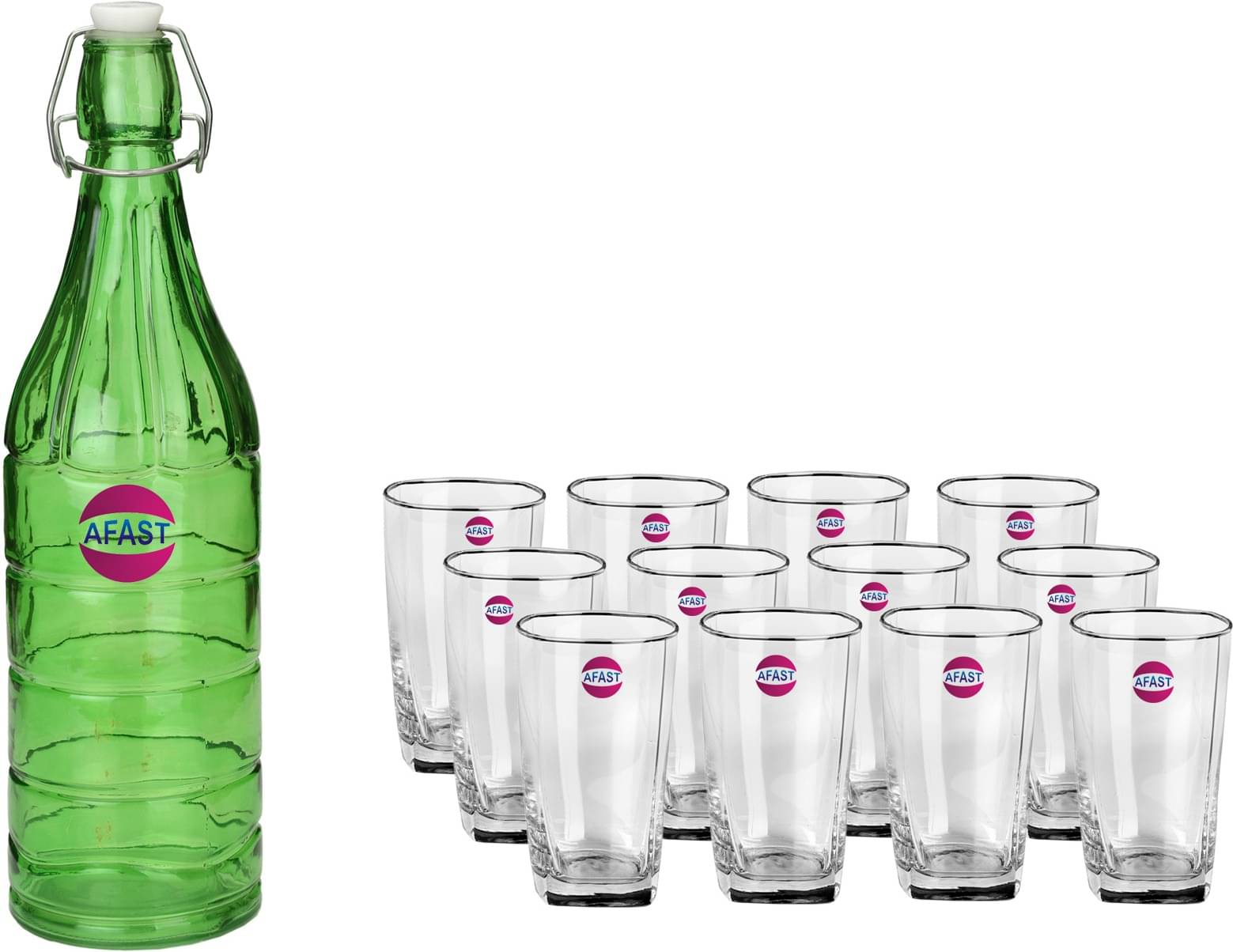     			Somil - Glass & Bottle Drinks Serving Lemon Set Green Water Bottle 1000 mL ( Set of 1 )