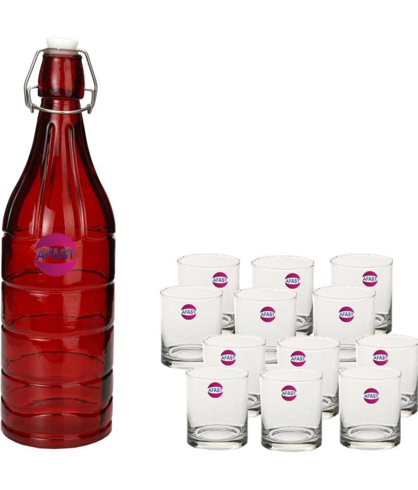 Somil - Glass & Bottle Drinks Serving Lemon Set Red Water Bottle 1000 mL ( Set of 1 ) Somil - Glass & Bottle Drinks Serving Lemon Set Red Water Bottle 1000 mL ( Set of 1 )