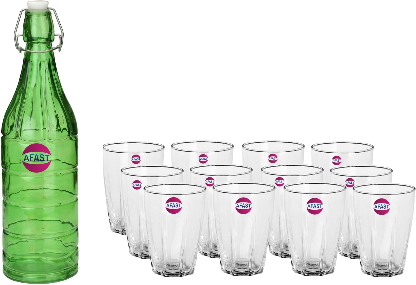     			Somil - Glass & Bottle Drinks Serving Lemon Set Green Water Bottle 1000 mL ( Set of 1 )