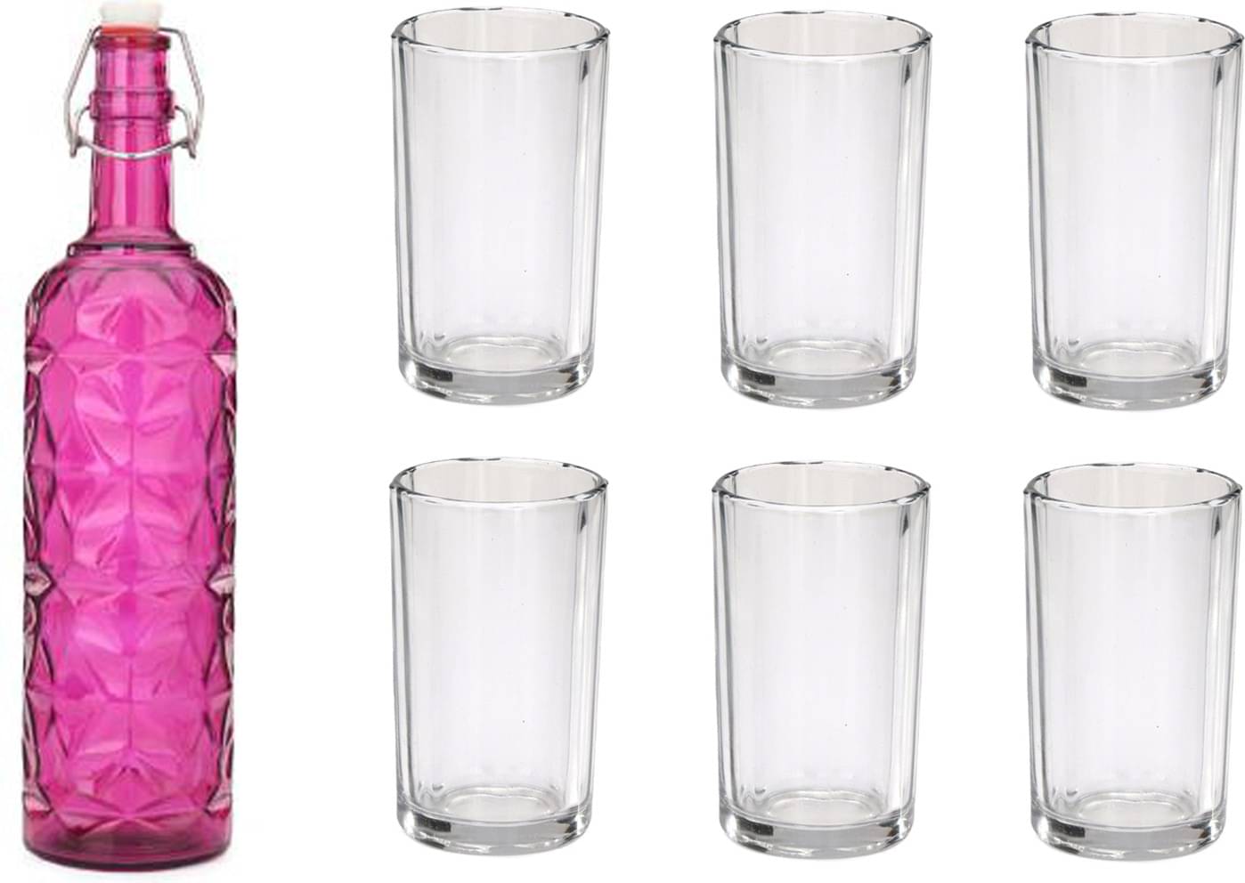     			Somil - Glass & Bottle Drinks Serving Lemon Set Pink Water Bottle 1000 mL ( Set of 1 )
