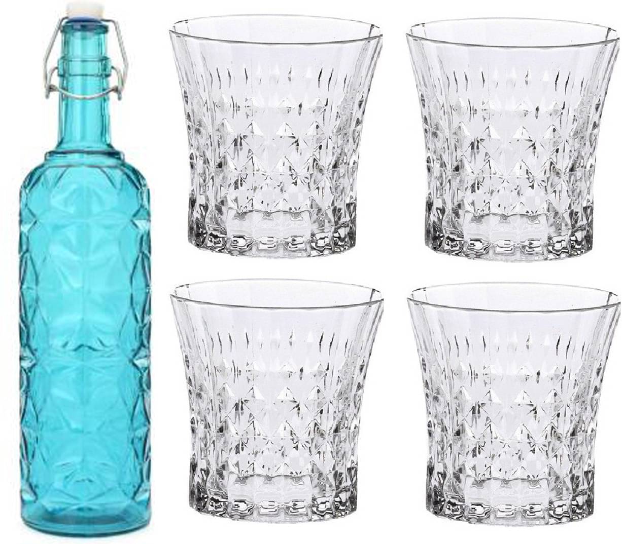 Somil - Glass & Bottle Drinks Serving Lemon Set Blue Water Bottle 1000 mL ( Set of 1 ) Somil - Glass & Bottle Drinks Serving Lemon Set Blue Water Bottle 1000 mL ( Set of 1 )