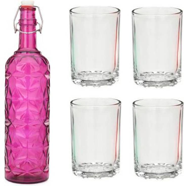     			Somil - Glass & Bottle Drinks Serving Lemon Set Pink Water Bottle 1000 mL ( Set of 1 )