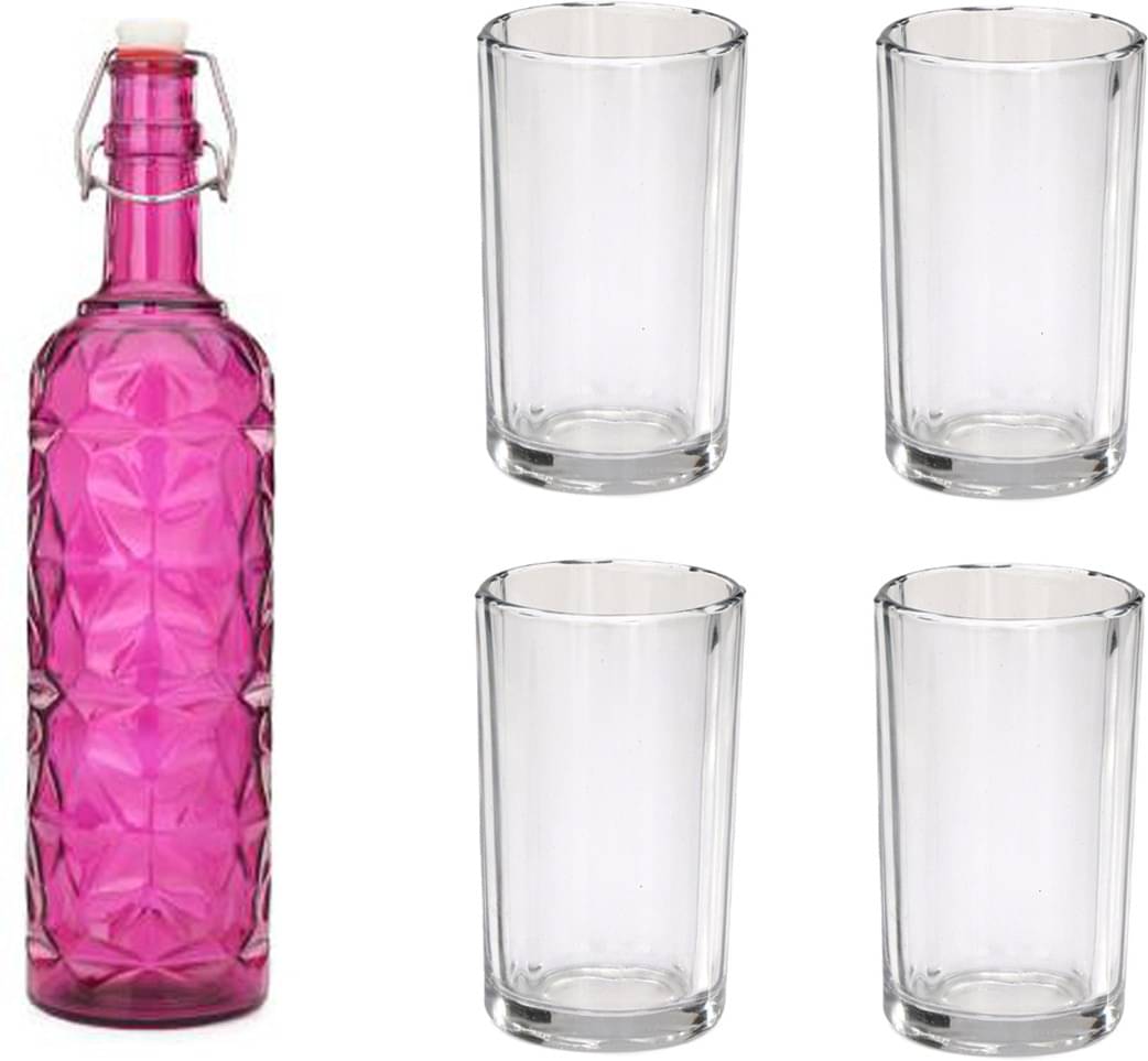     			Somil - Glass & Bottle Drinks Serving Lemon Set Pink Water Bottle 1000 mL ( Set of 1 )