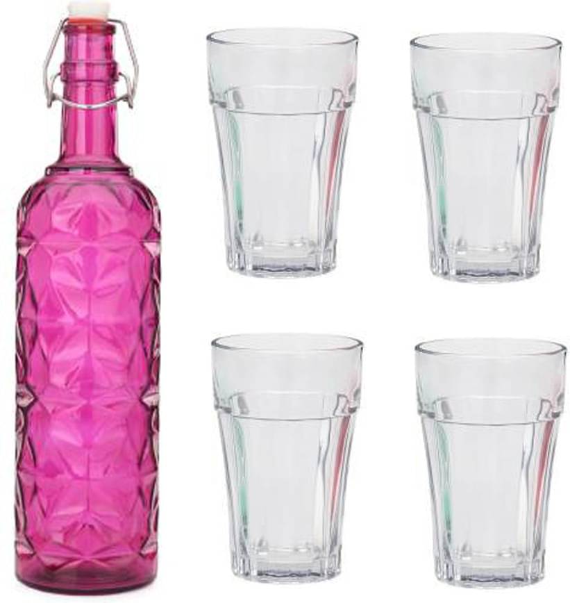     			Somil - Glass & Bottle Drinks Serving Lemon Set Pink Water Bottle 1000 mL ( Set of 1 )