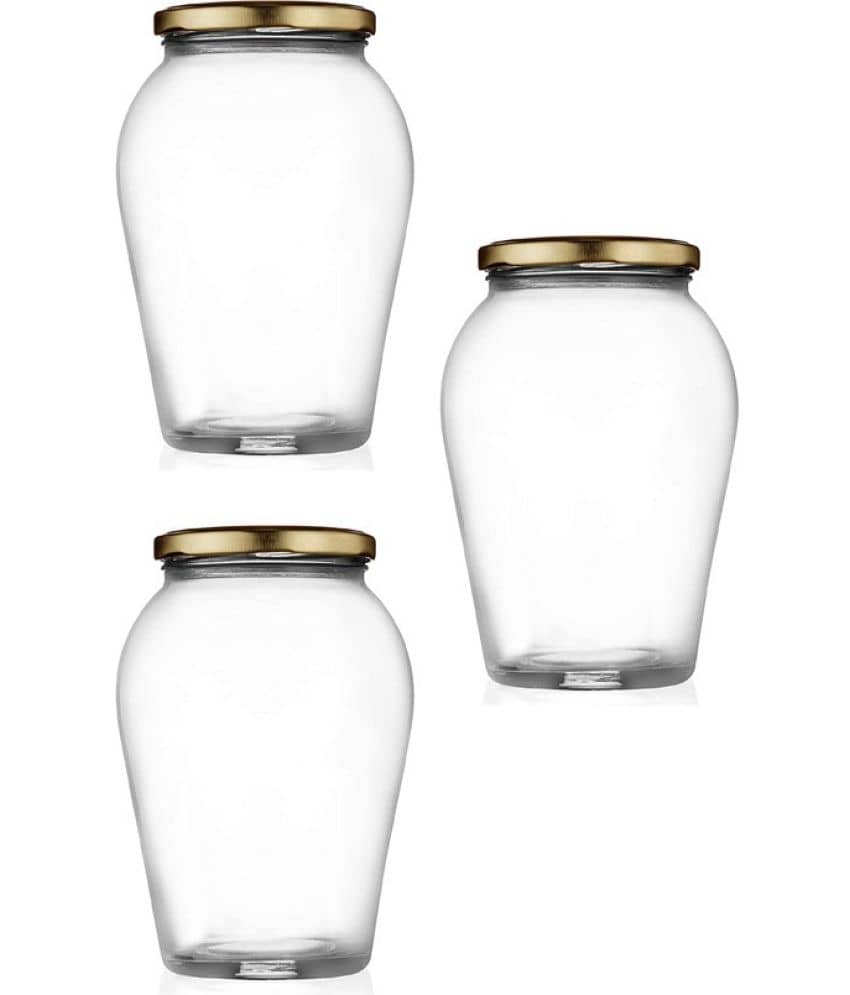 Somil - Storage Container Glass Transparent Pickle Container ( Set of 3 )