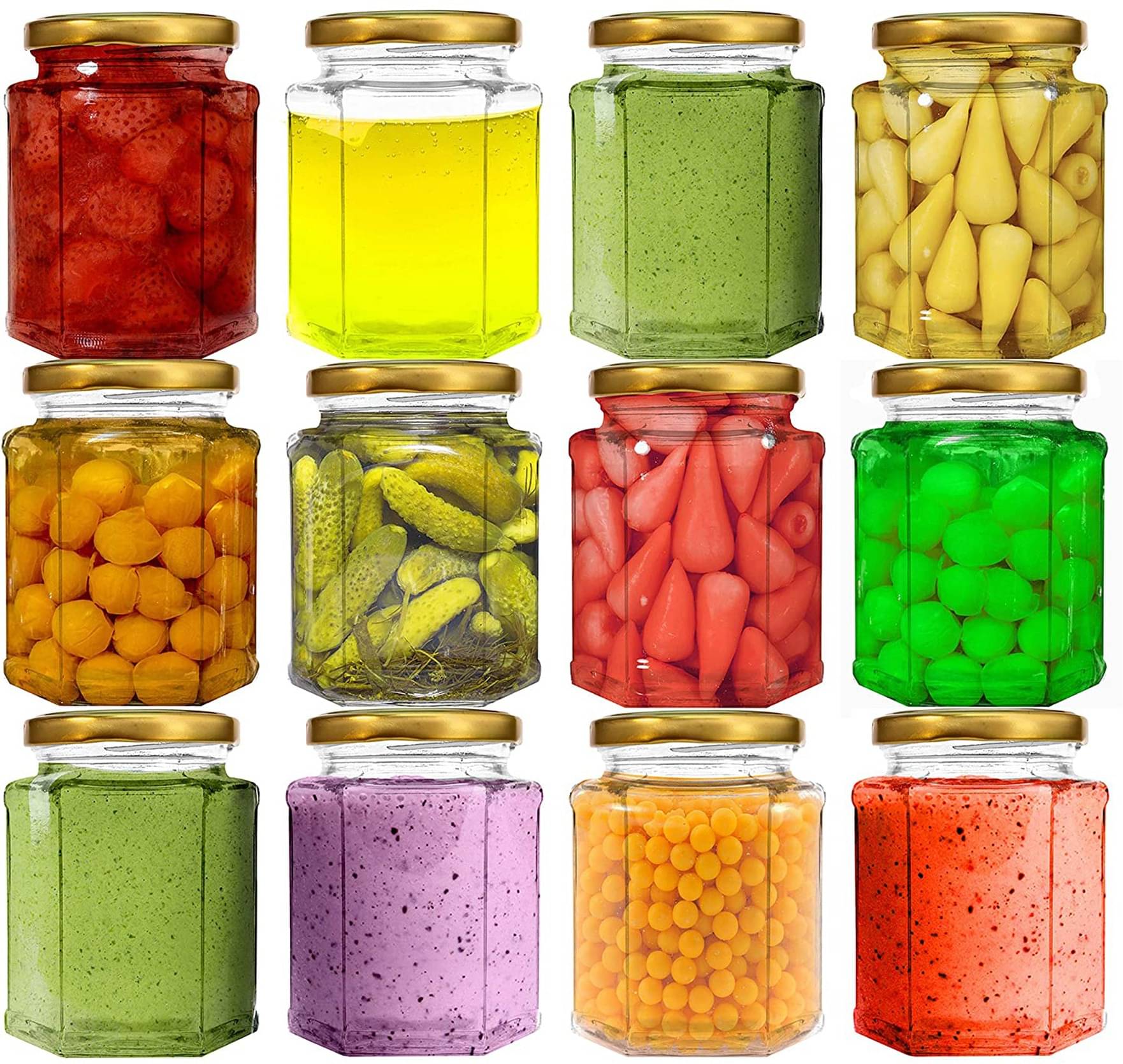 Somil - Storage Container Glass Transparent Spice Container ( Set of 12 ) Somil - Storage Container Glass Transparent Spice Container ( Set of 12 )