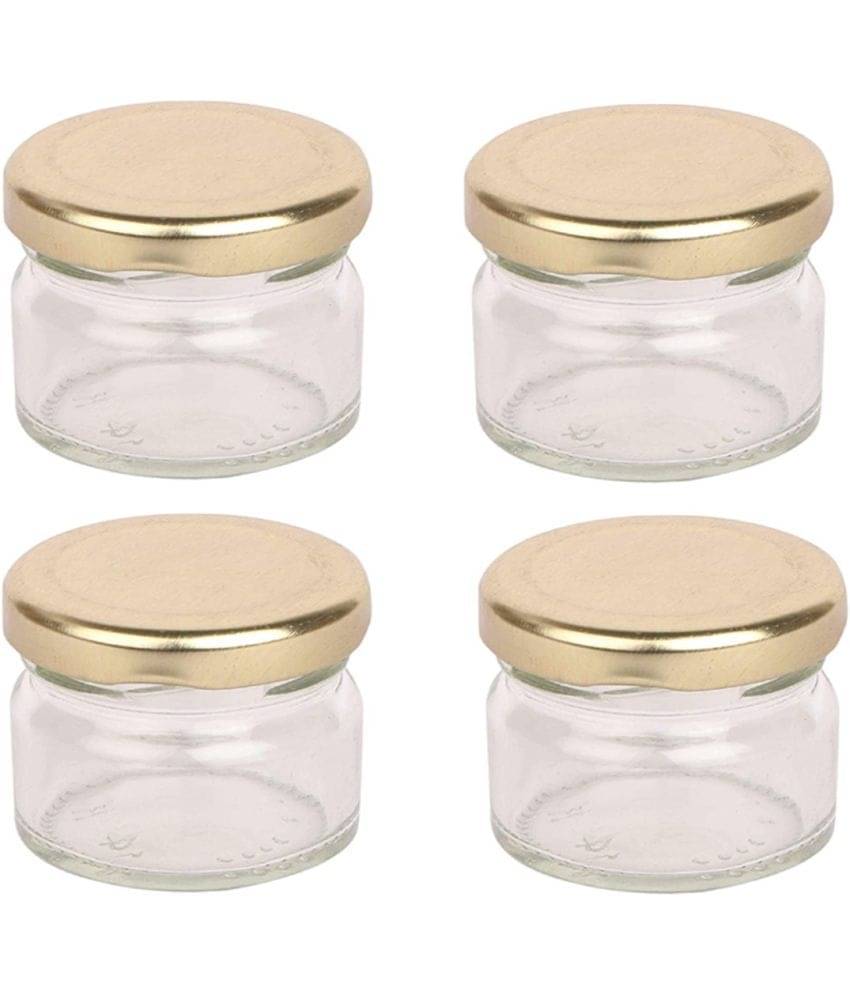 Somil - Storage Container Glass Transparent Spice Container ( Set of 4 ) Somil - Storage Container Glass Transparent Spice Container ( Set of 4 )