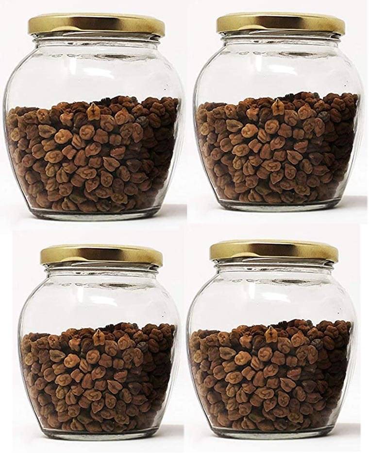     			Somil - Storage Container Glass Transparent Spice Container ( Set of 4 )