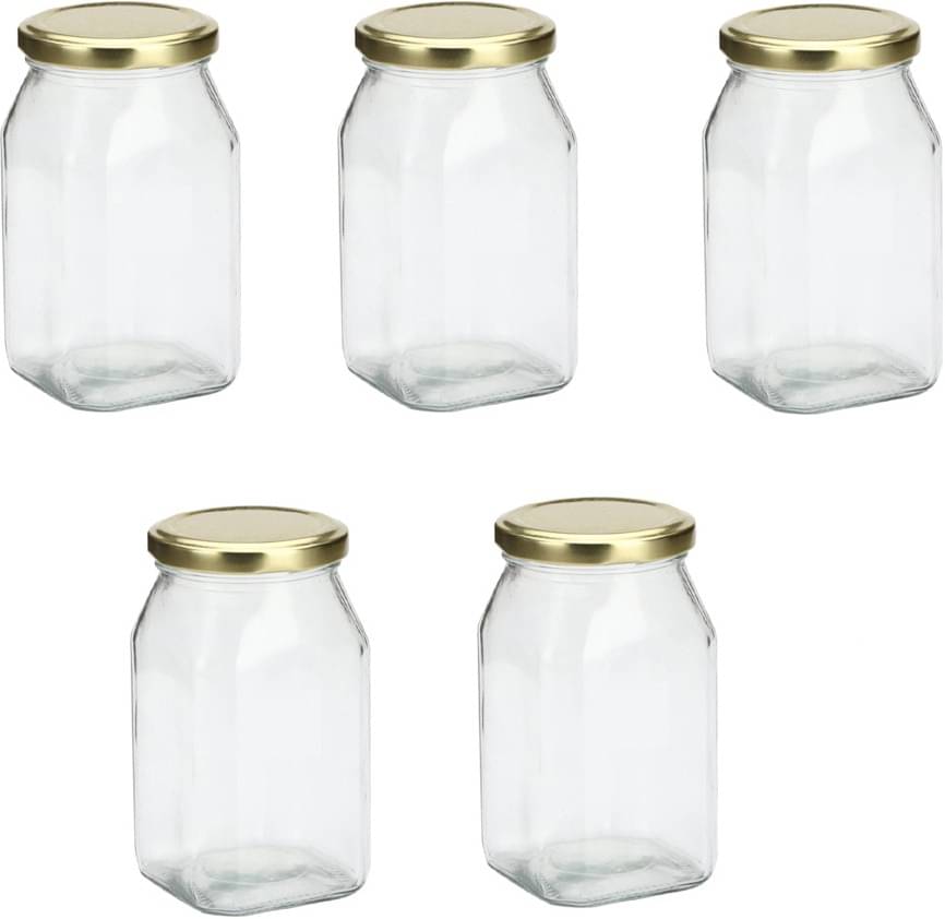 Somil - Storage Container Glass Transparent Tea/Coffee/Sugar Container ( Set of 5 ) Somil - Storage Container Glass Transparent Tea/Coffee/Sugar Container ( Set of 5 )