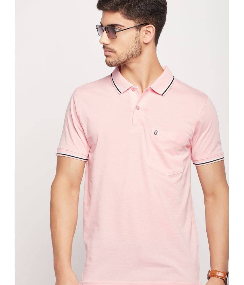     			UNIBERRY Pack of 1 Cotton Blend Regular Fit Solid Half Sleeves Men's Polo T Shirt ( Pink )