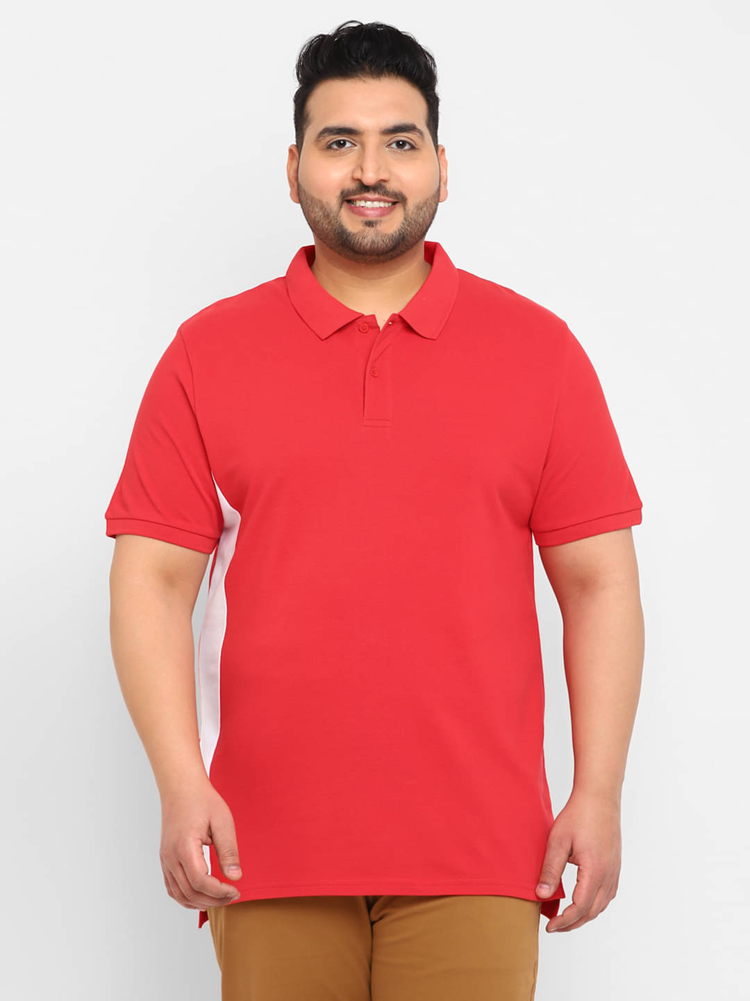     			Urbano Plus Pack of 1 Cotton Regular Fit Colorblock Half Sleeves Men's Polo T Shirt ( Red )